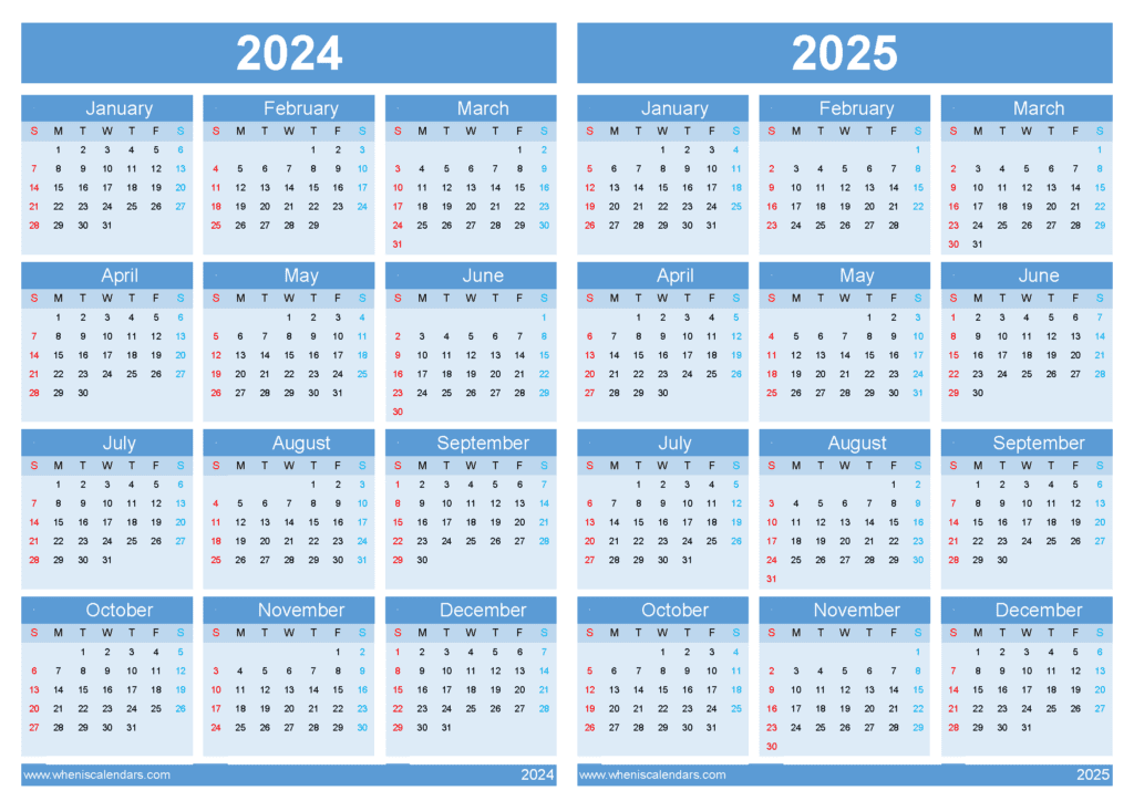 Download Free Calendar 2024 2025 printable