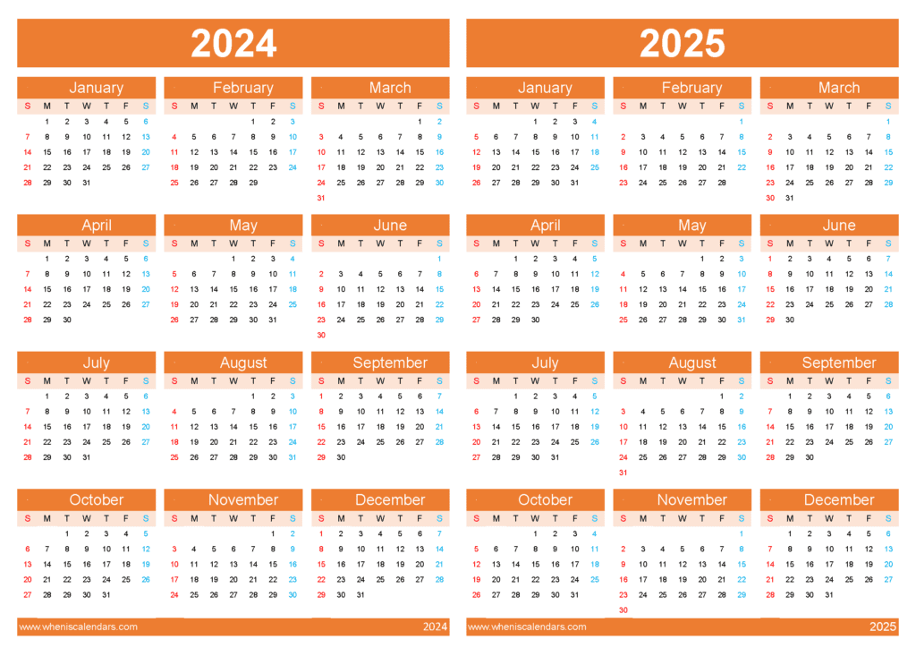 Free Calendar 2024 2025 printable