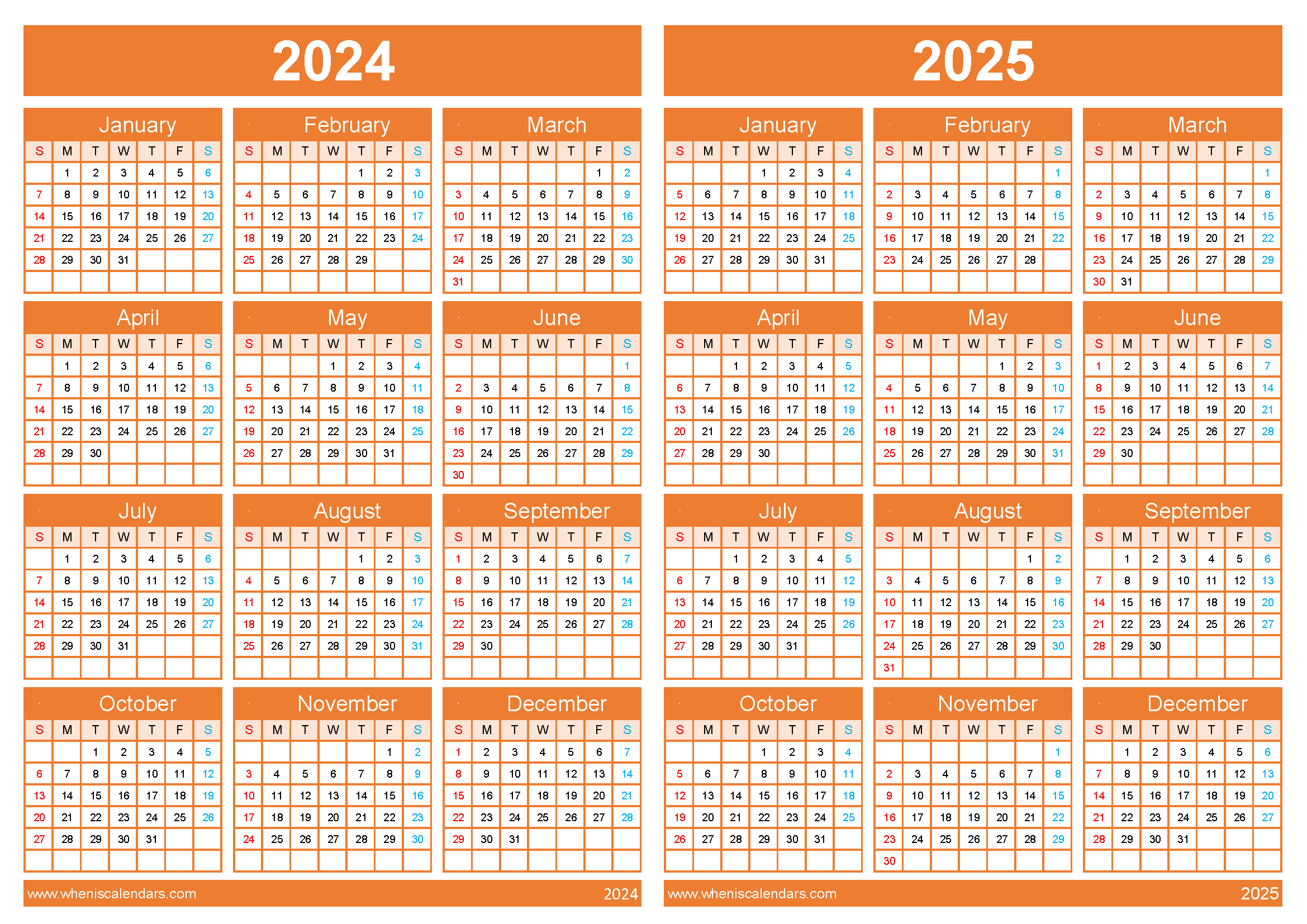printable calendar 2024 2025 45Y11
