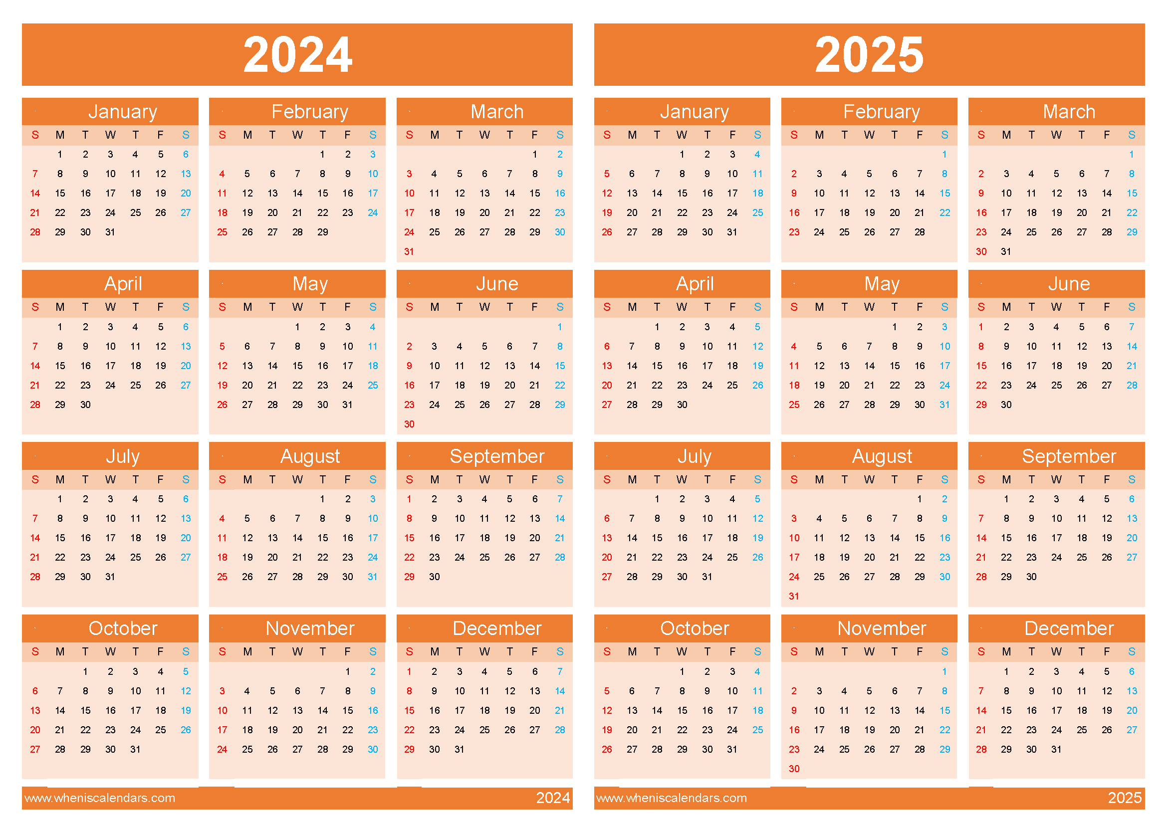 free calendar 2024 25 printable 45Y12
