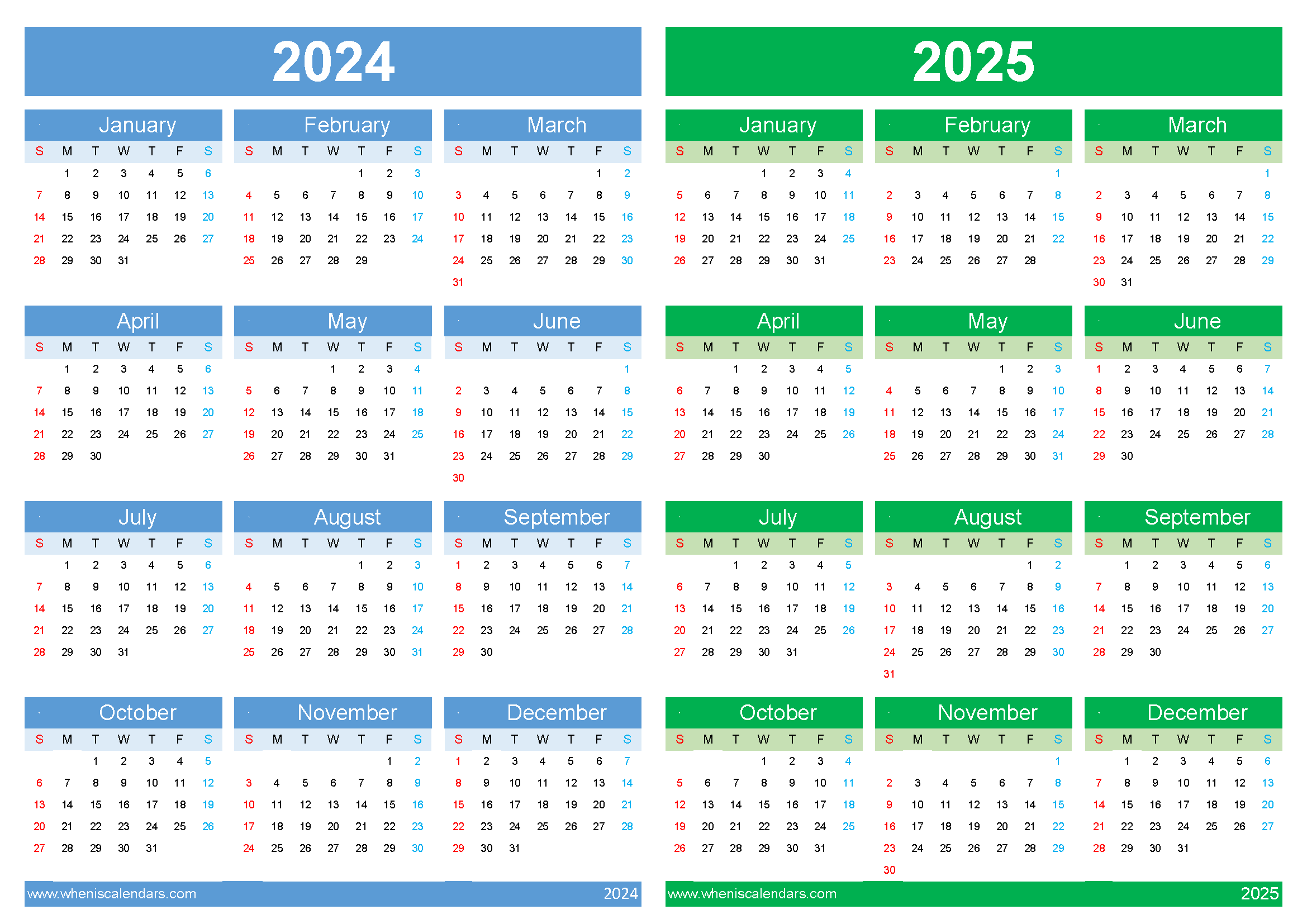 calendar for 2024 and 2025 45Y19
