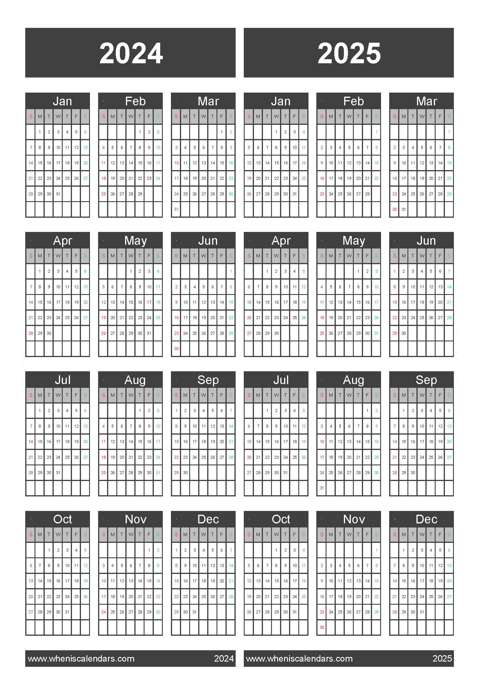 free 2024 2025 calendar printable 45Y28