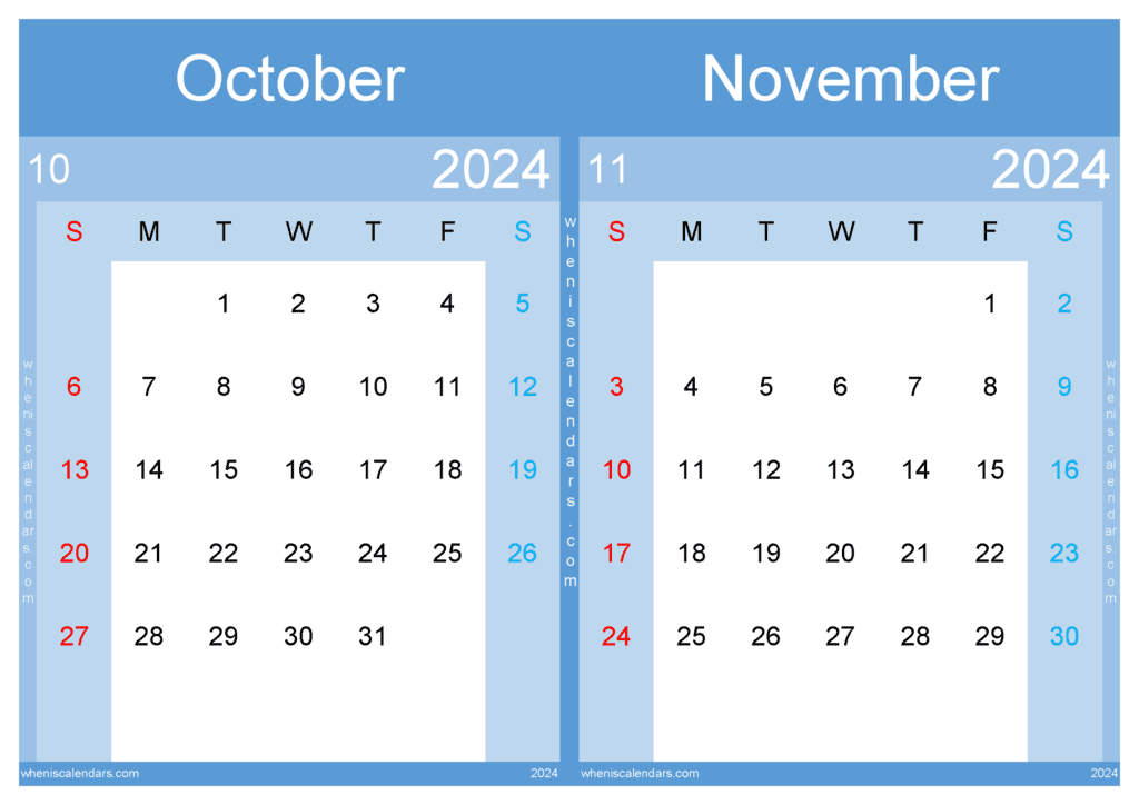 Download Calendar of October and November 2024 A4 ON438