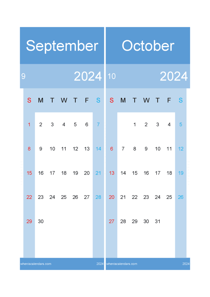 Download 2024 Calendar September October A4 SO423