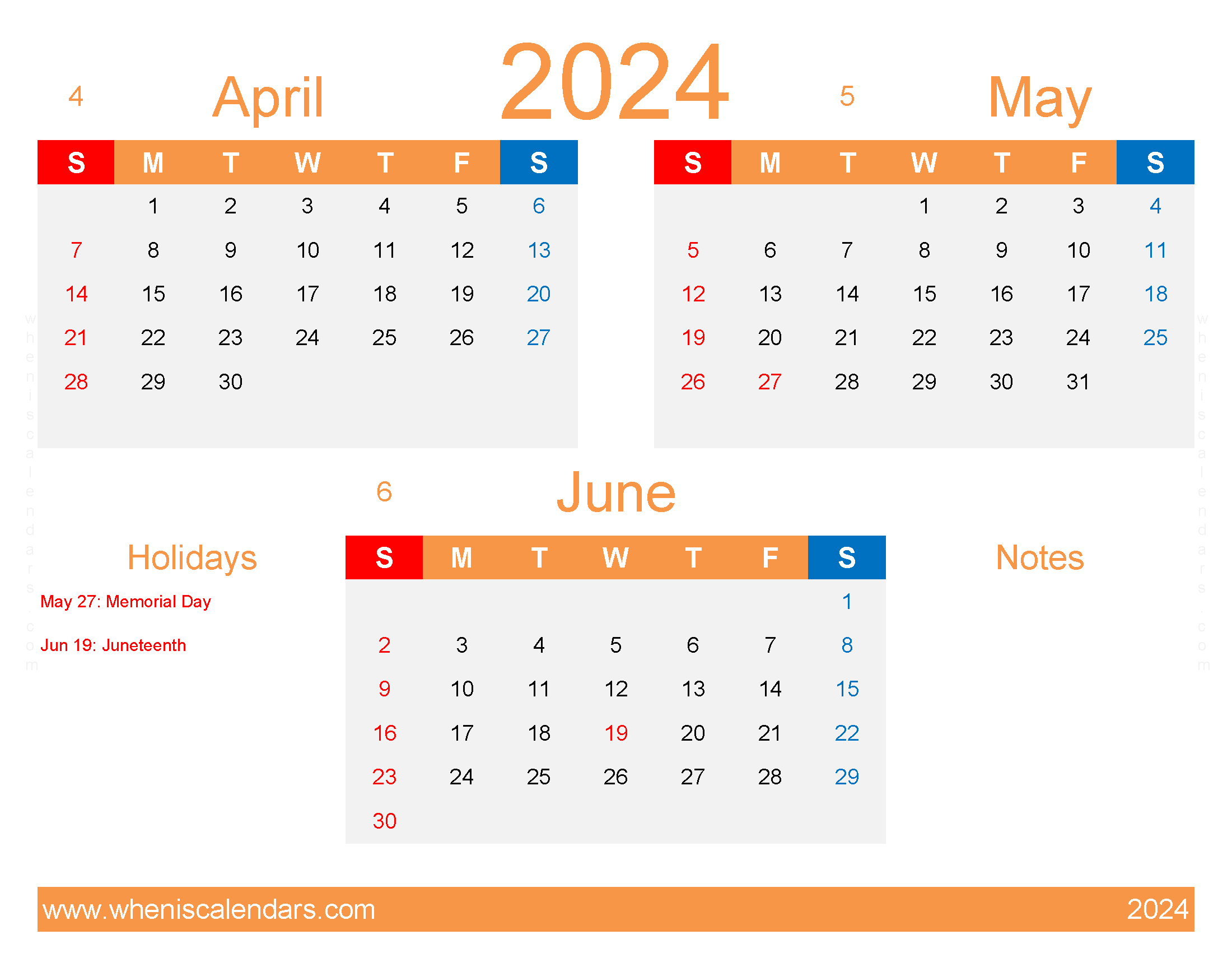 Download April May June Calendar 2024 AMJ408