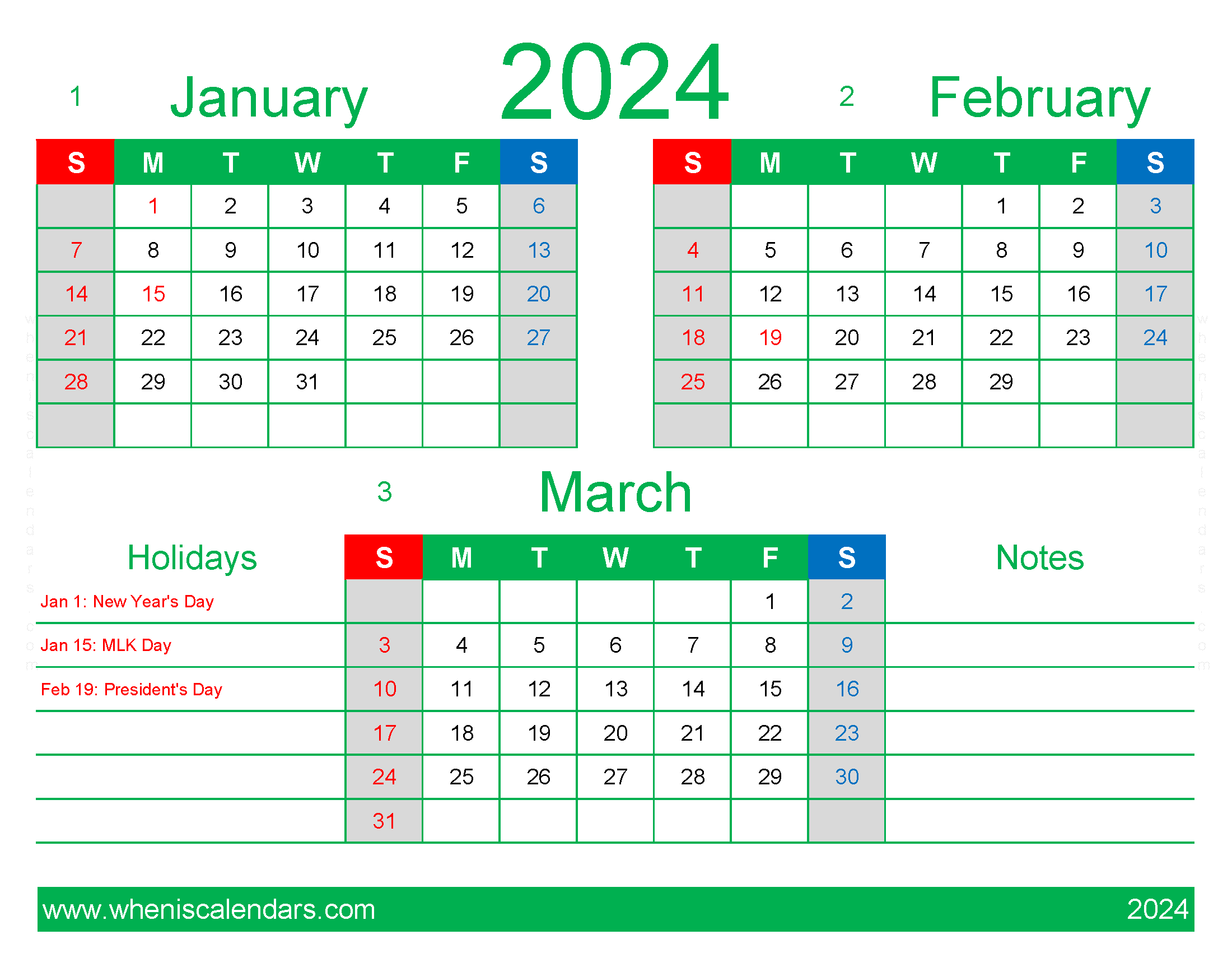 Download 2024 calendar January February March JFM410