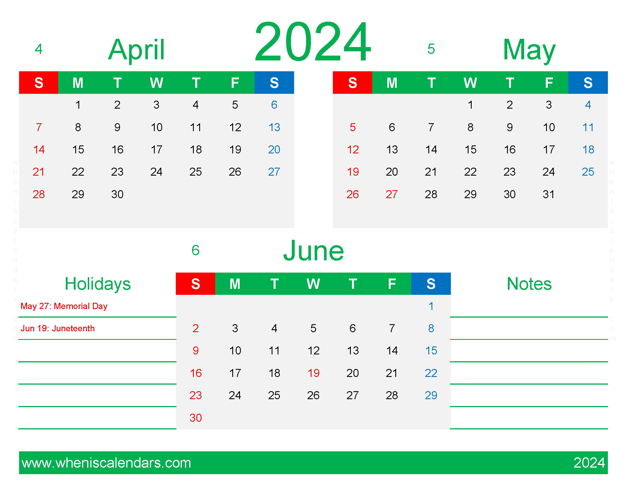 Download Calendar April May June 2024 AMJ412