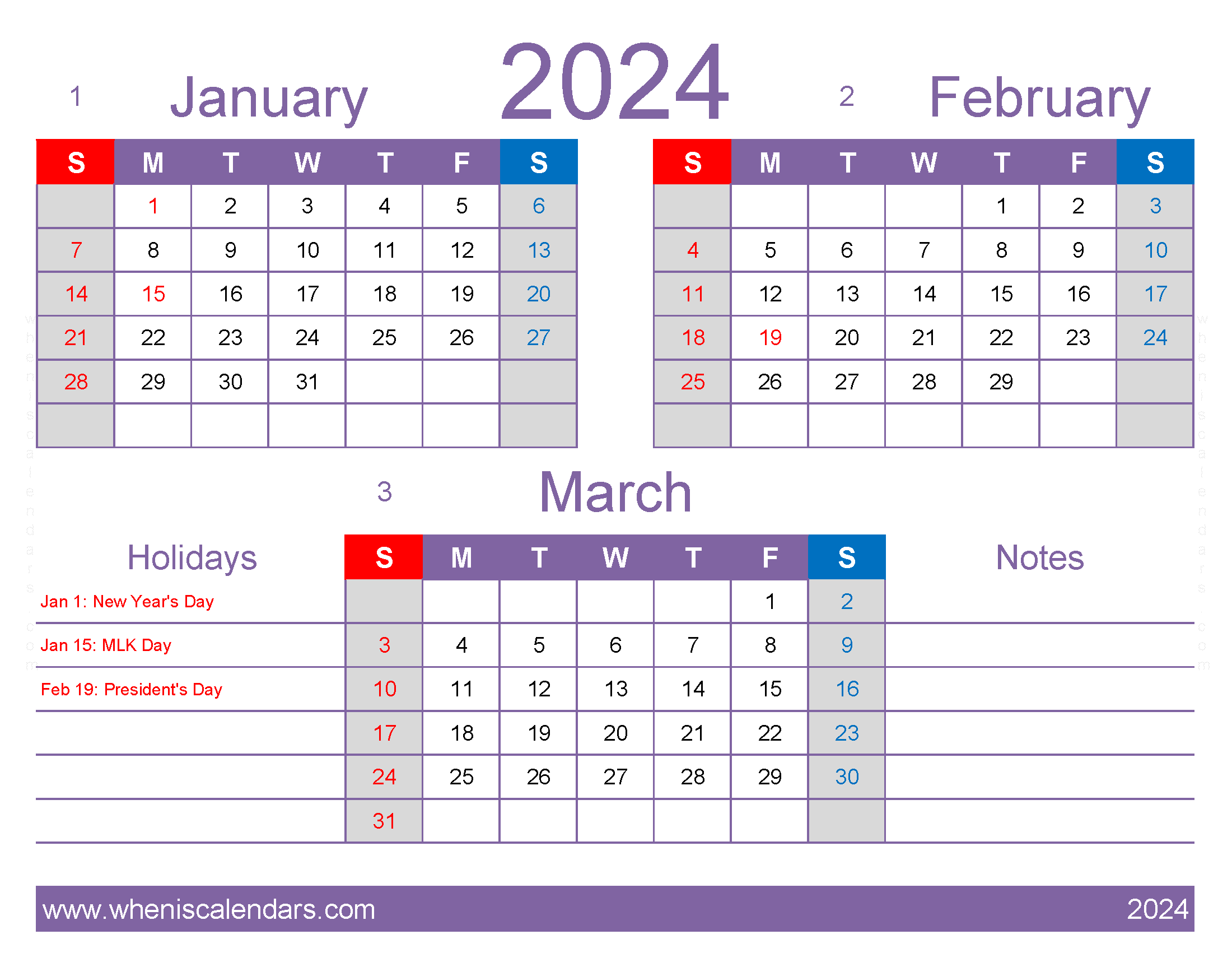 Download Jan Feb March calendar 2024 JFM414