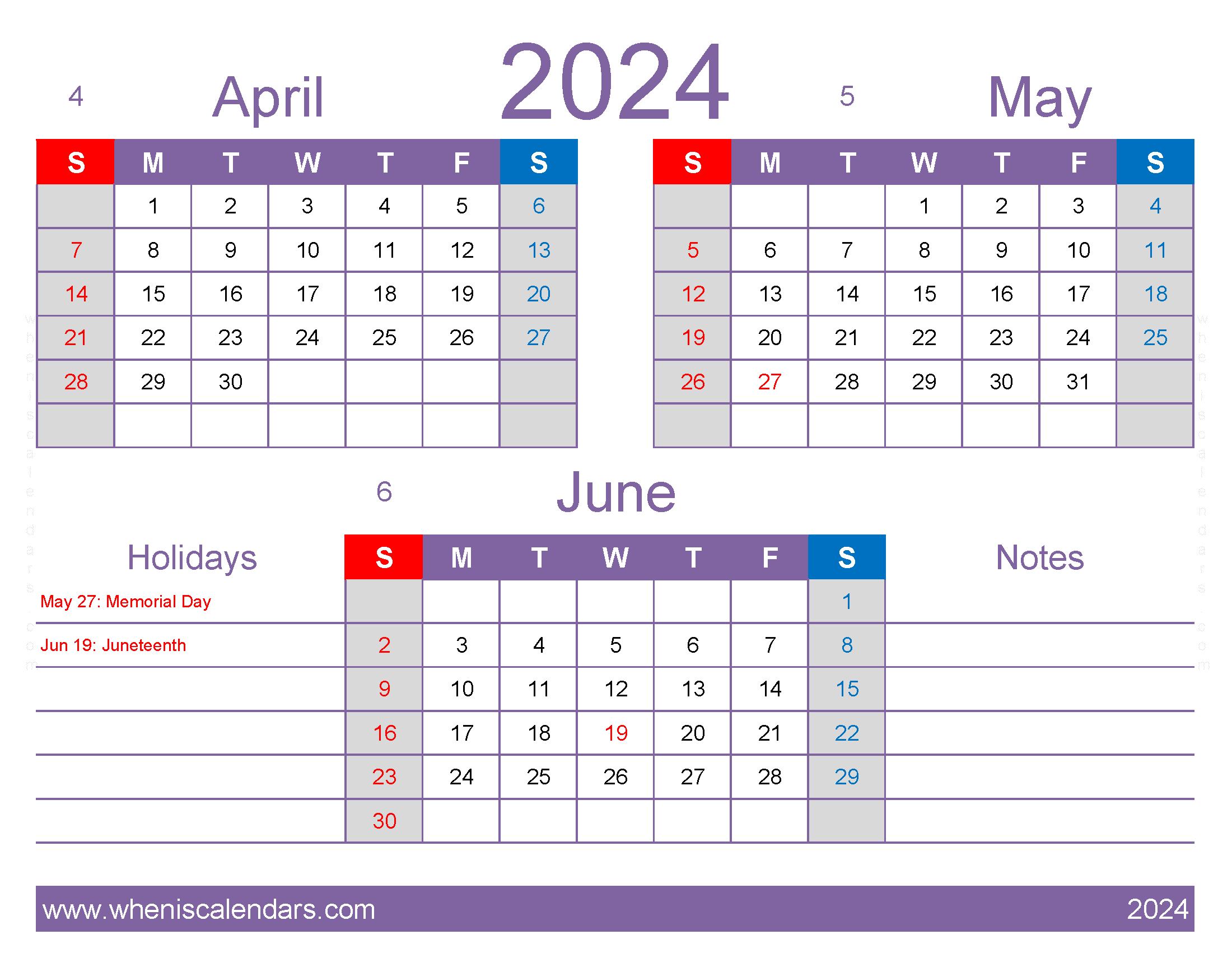 Download Apr May June Calendar 2024 AMJ414
