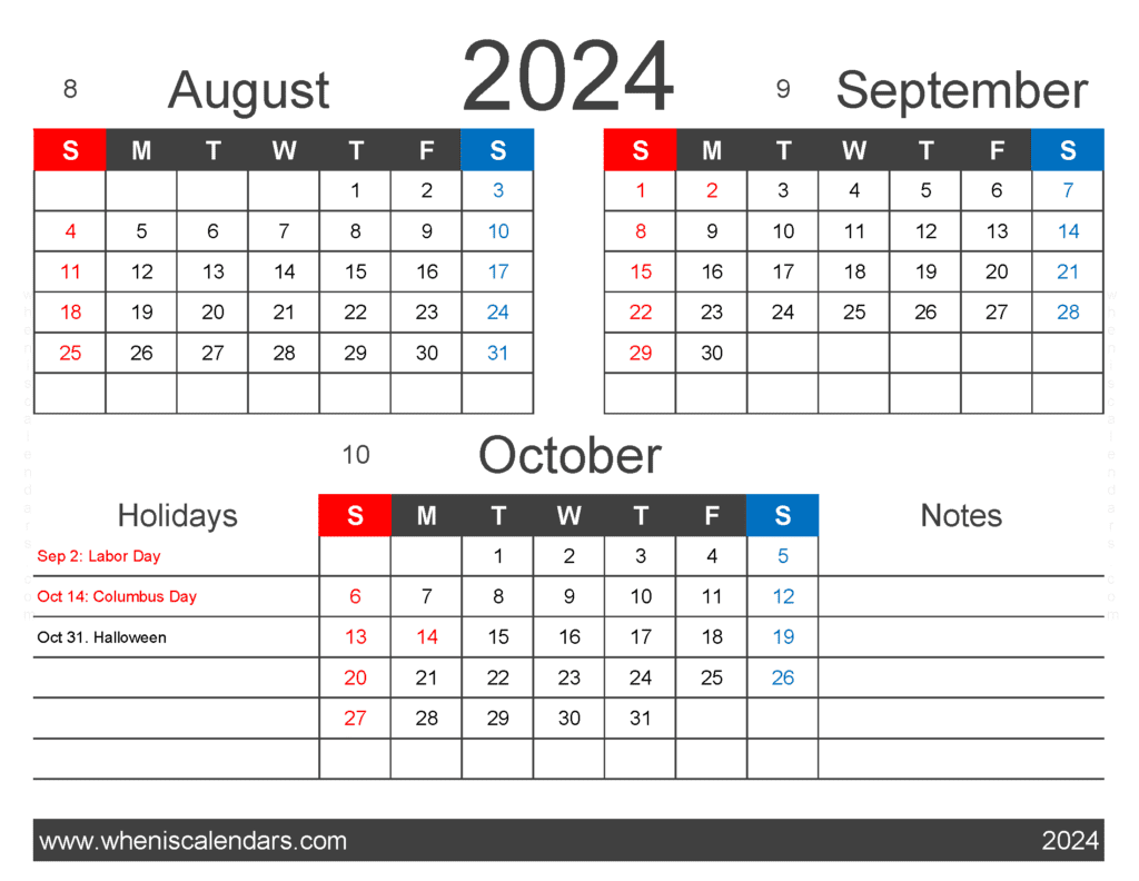 Download Aug Sept Oct 2024 Calendar ASO401
