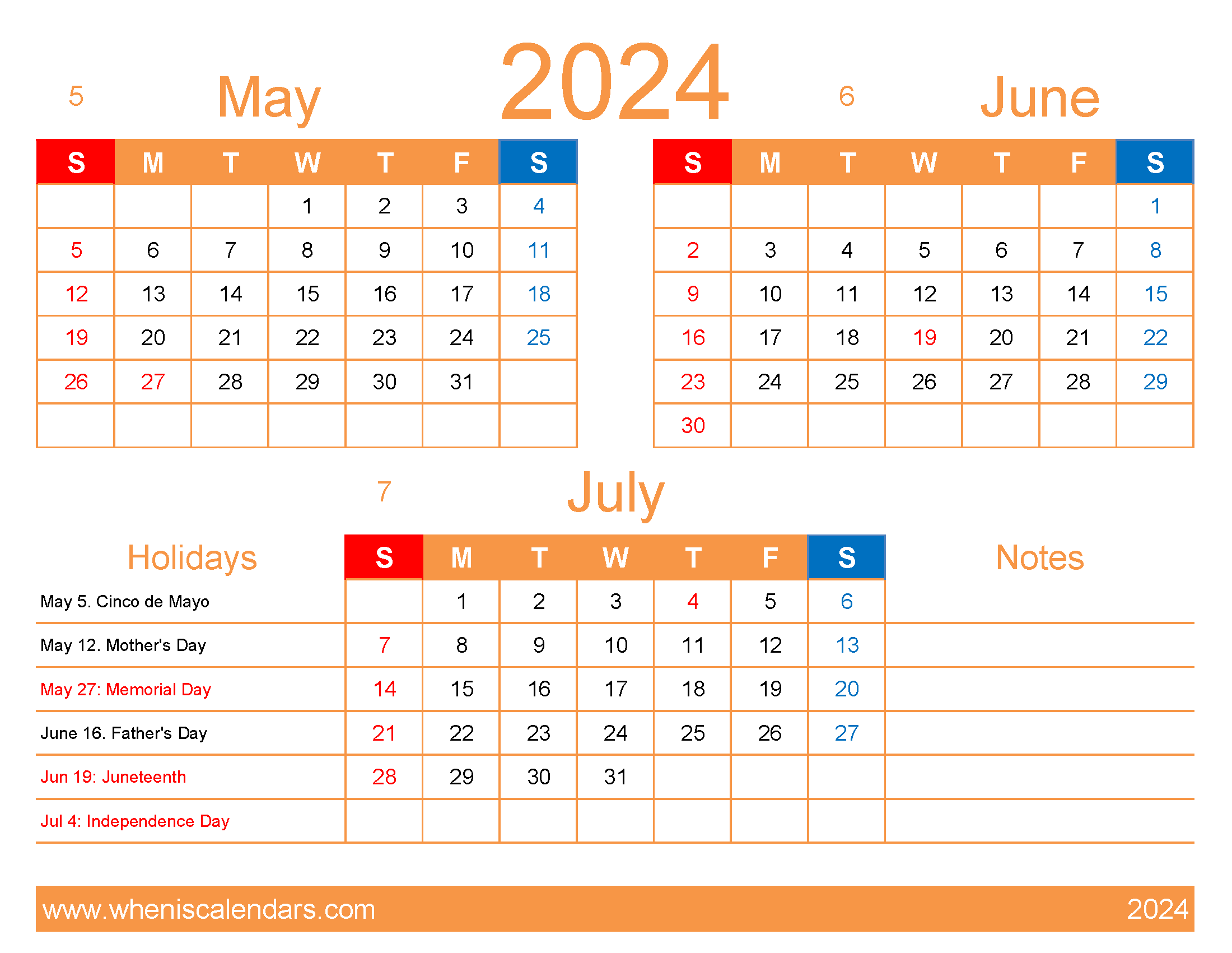 Download 2024 May June July Calendar MJJ405