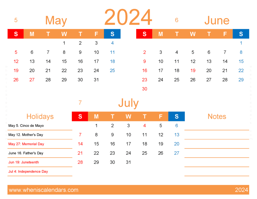 Download May Jun July 2024 Calendar MJJ407