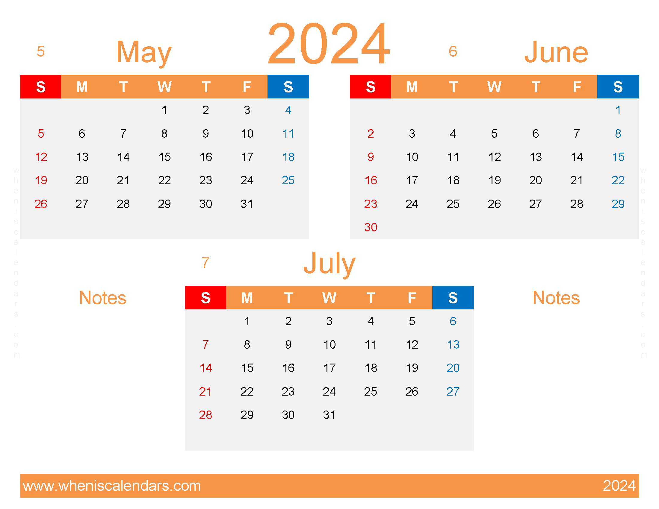 Download May July Calendar 2024 MJJ428