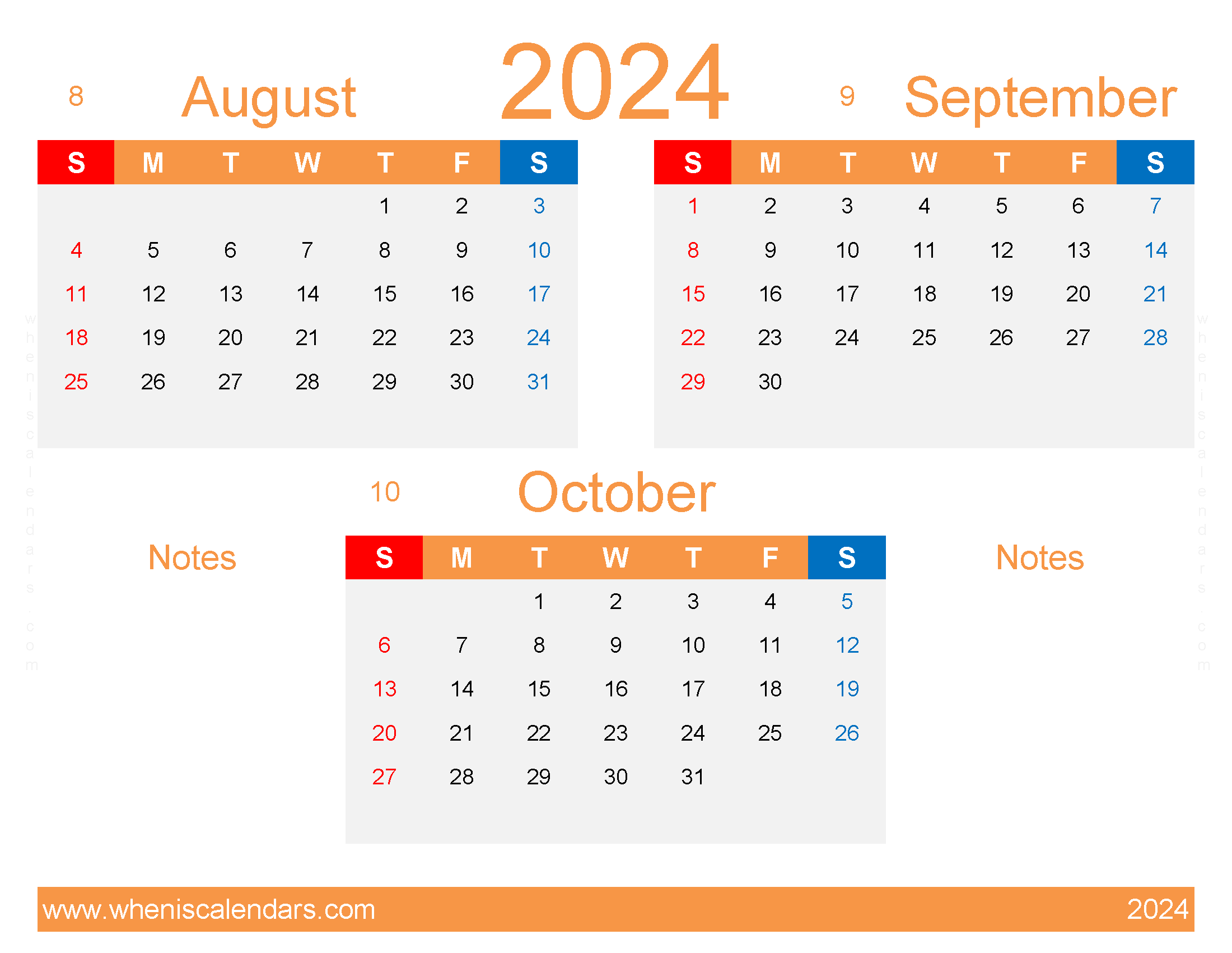 Download August October Calendar 2024 ASO428