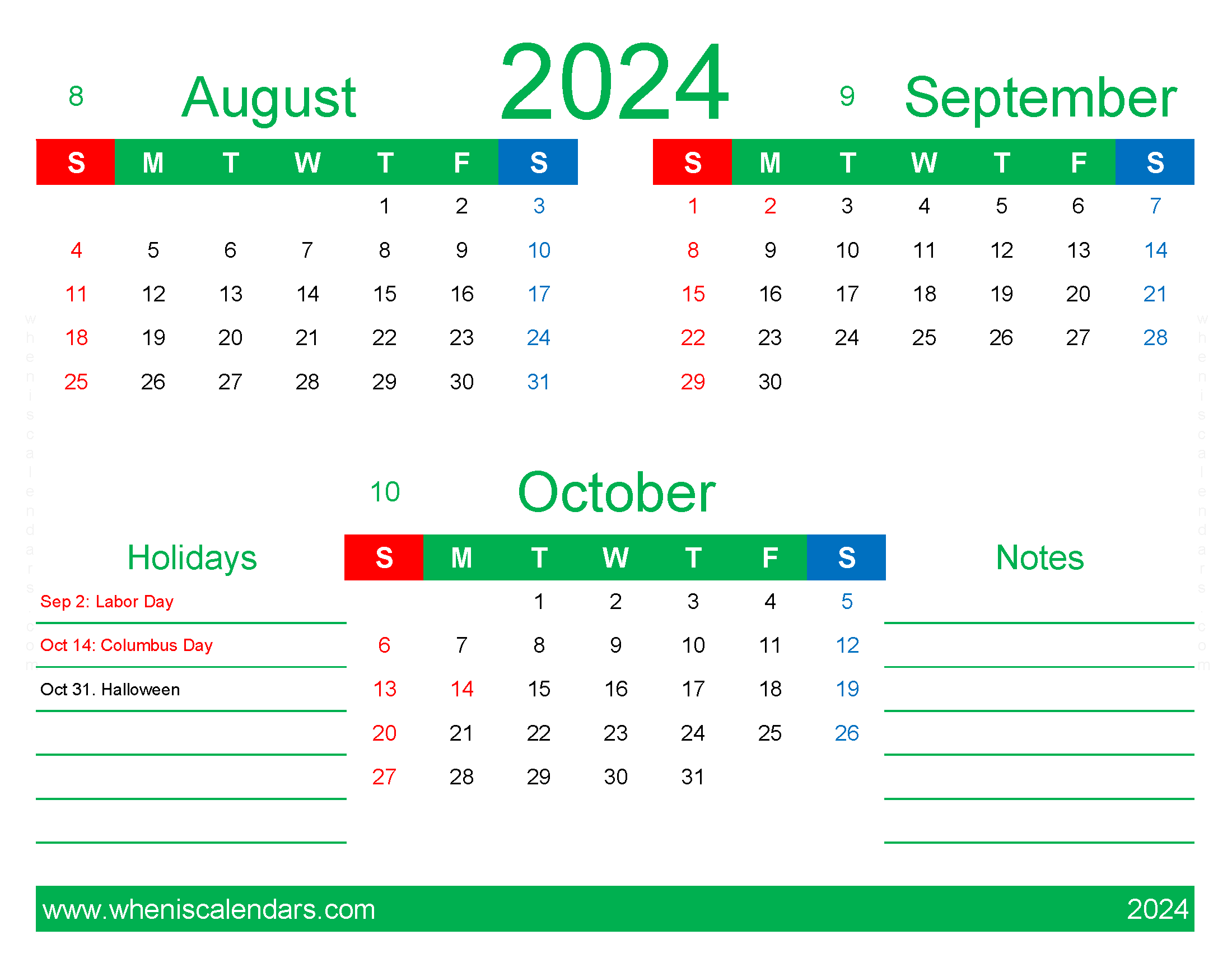 Download Calendar 2024 August September October ASO411