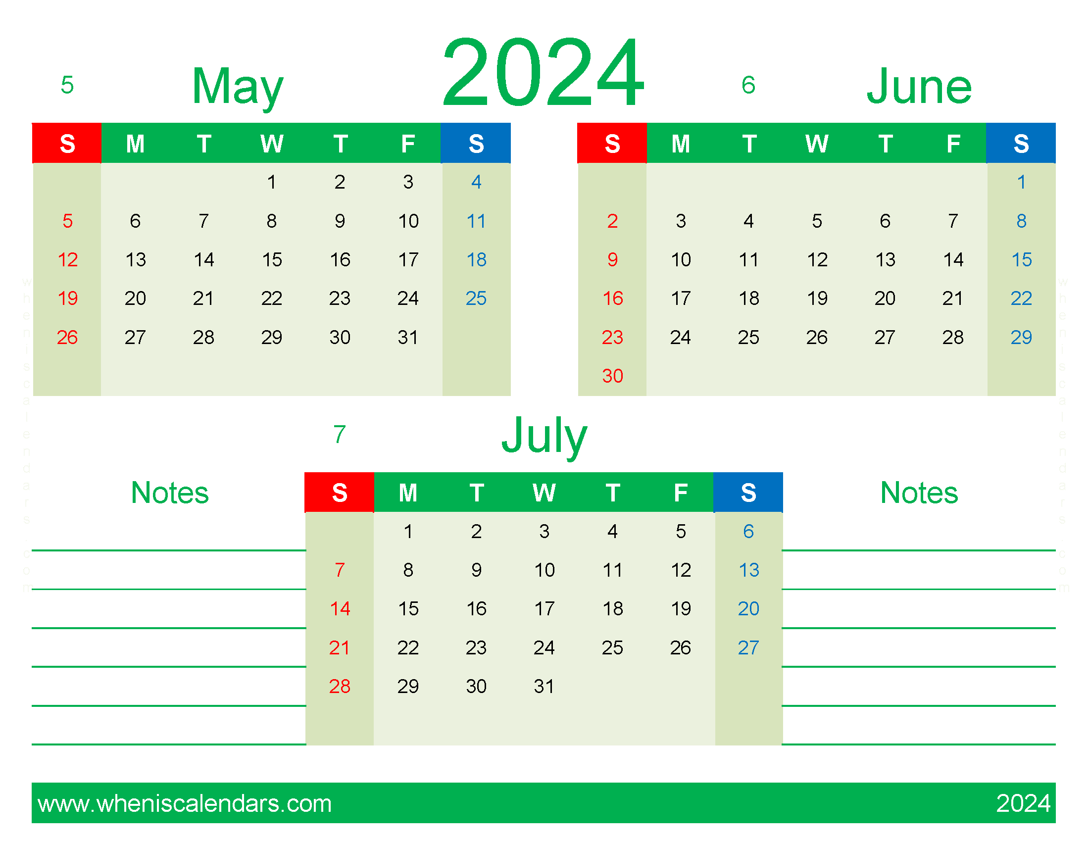 Download May Jun and July 2024 Calendar MJJ432