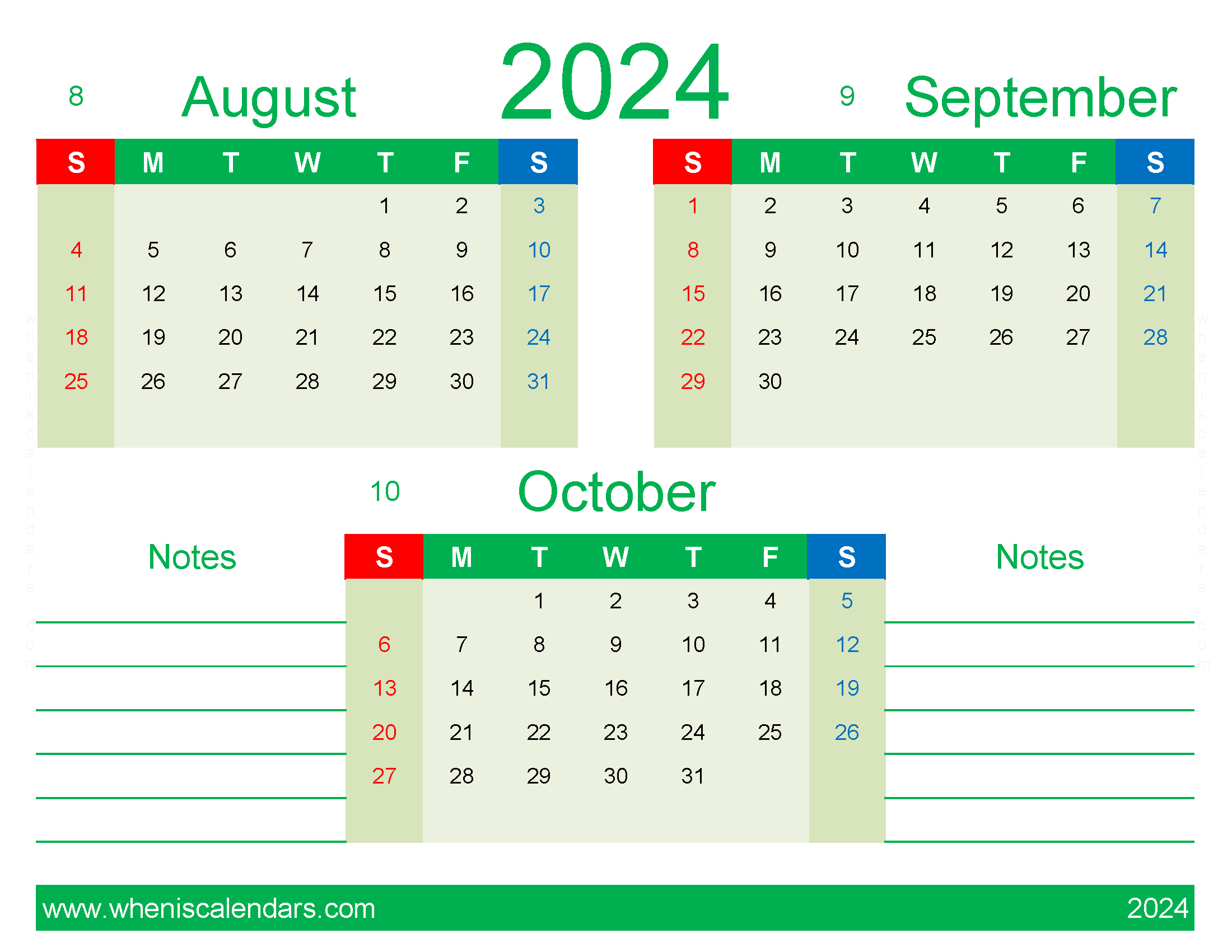 Download Aug Sept and October 2024 Calendar ASO432