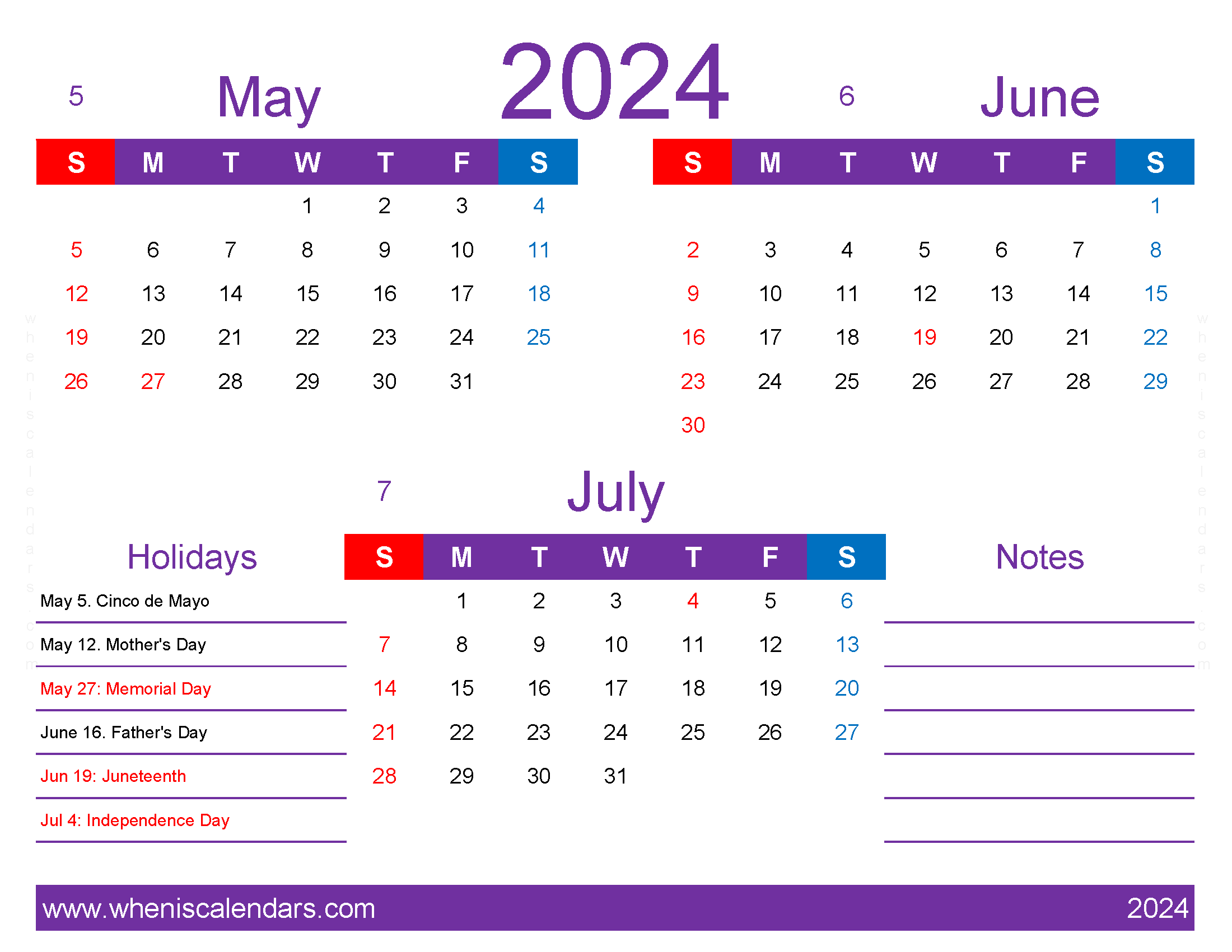 Download May through July 2024 Calendar MJJ415