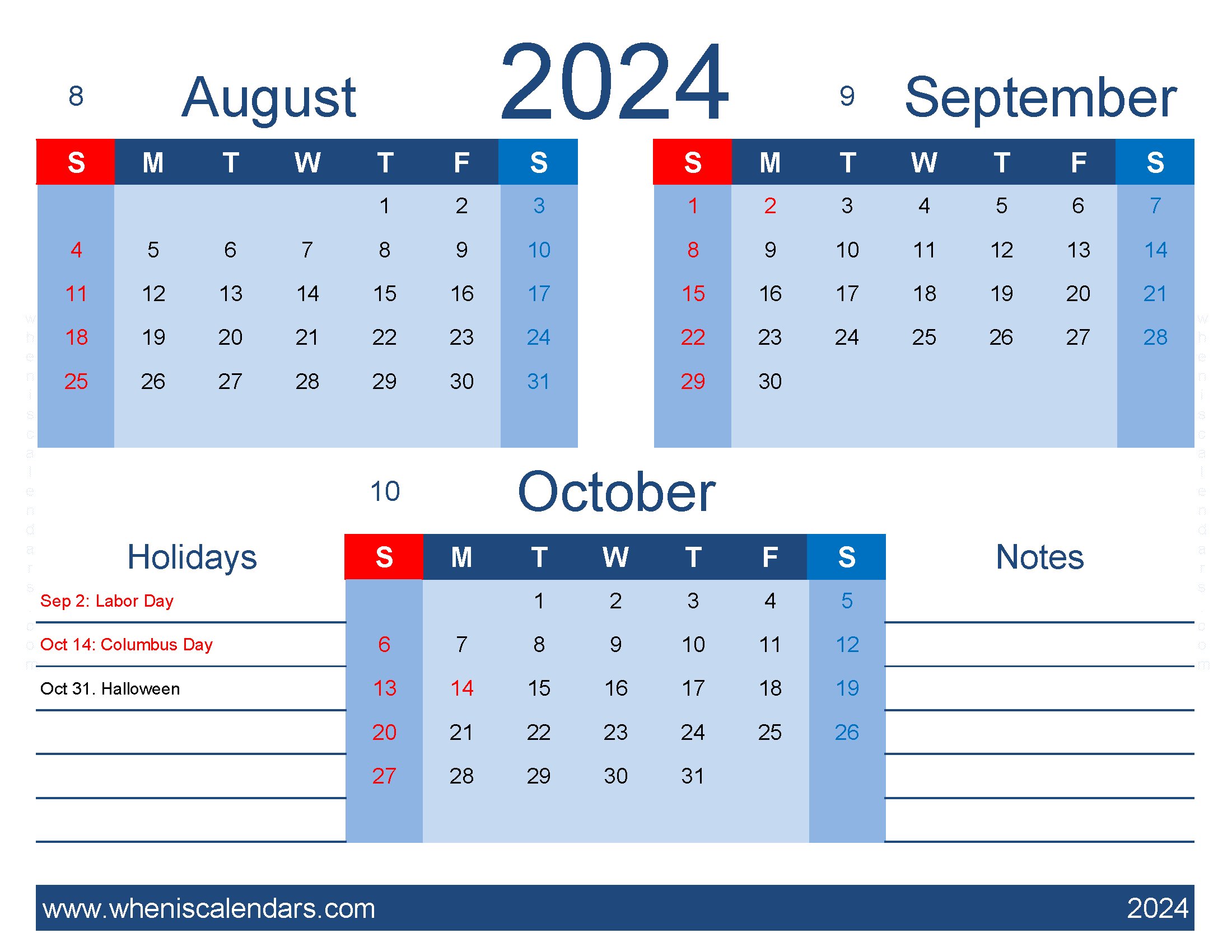Download Calendar August September October ASO420
