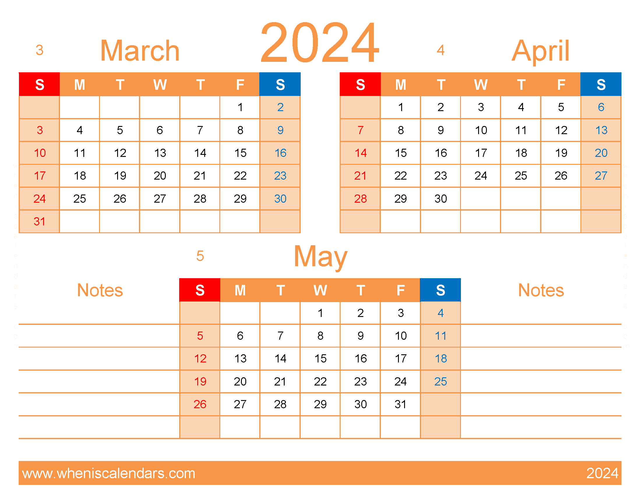 Download calendar Mar Apr May 2024 MAM426
