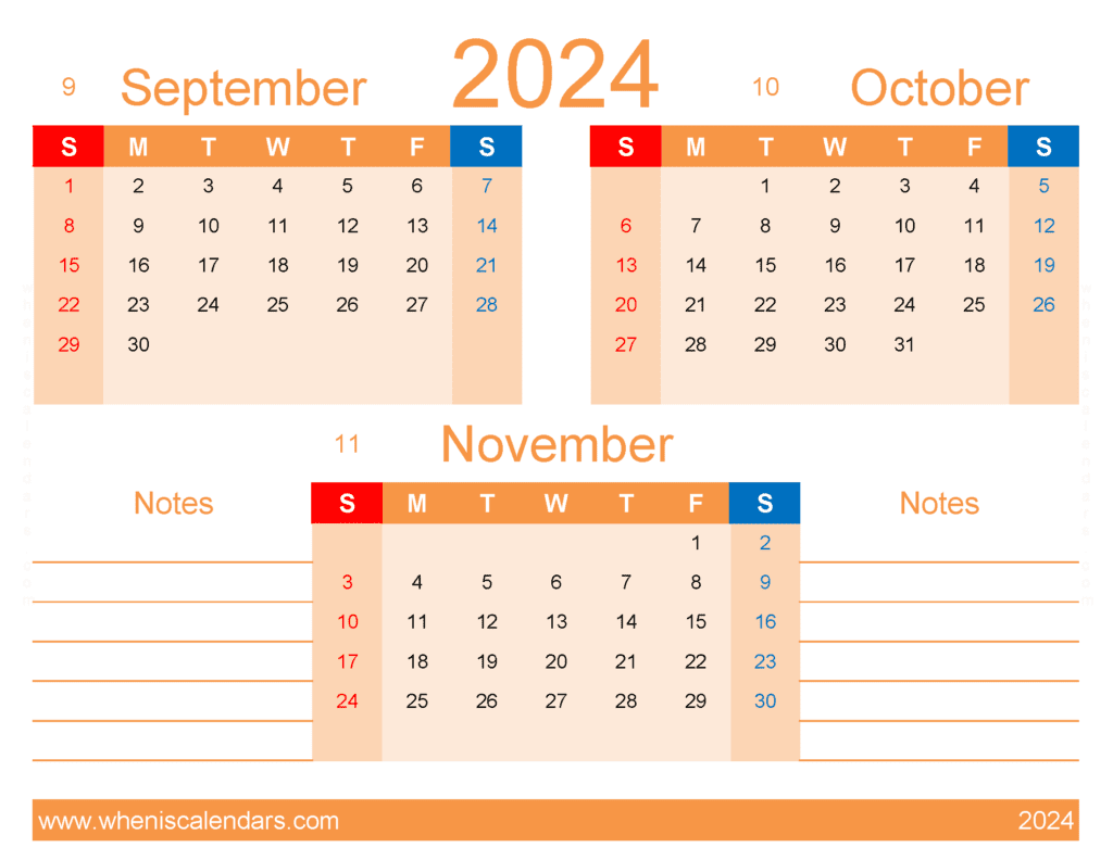 Download September November Calendar 2024 SON428