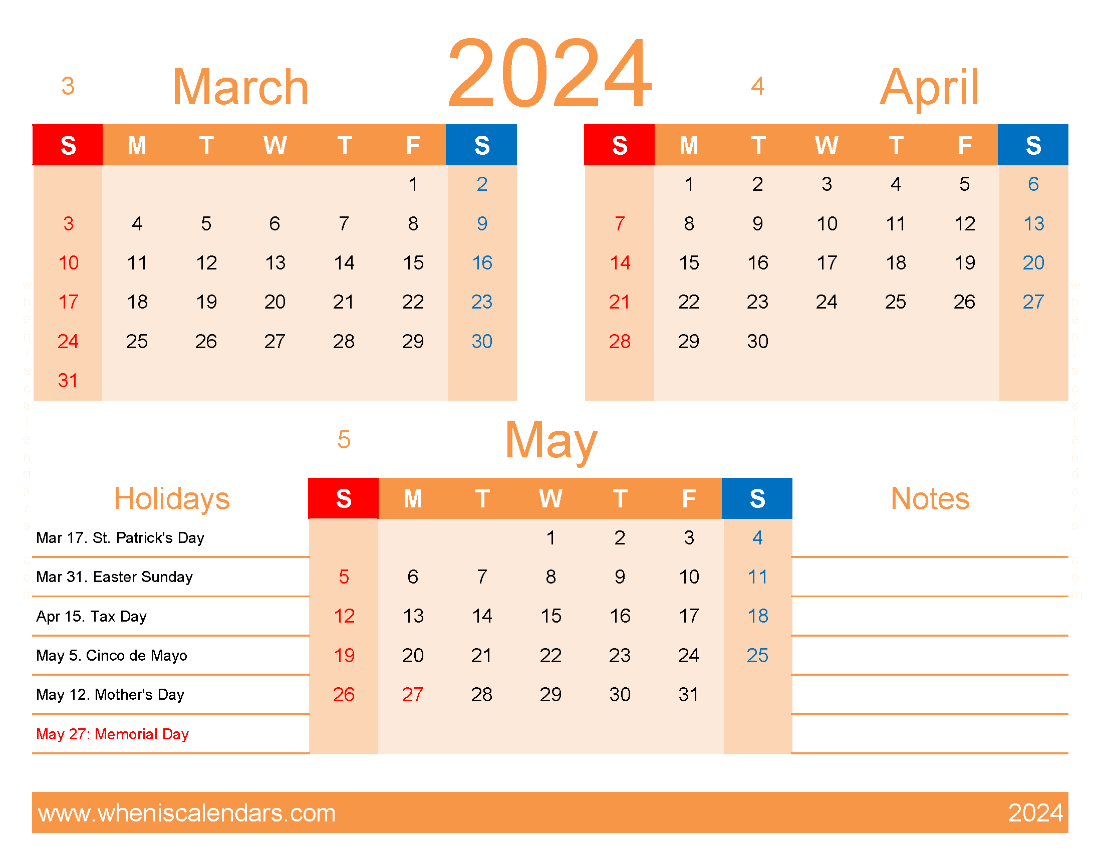 Download March April May calendar 2024 MAM408