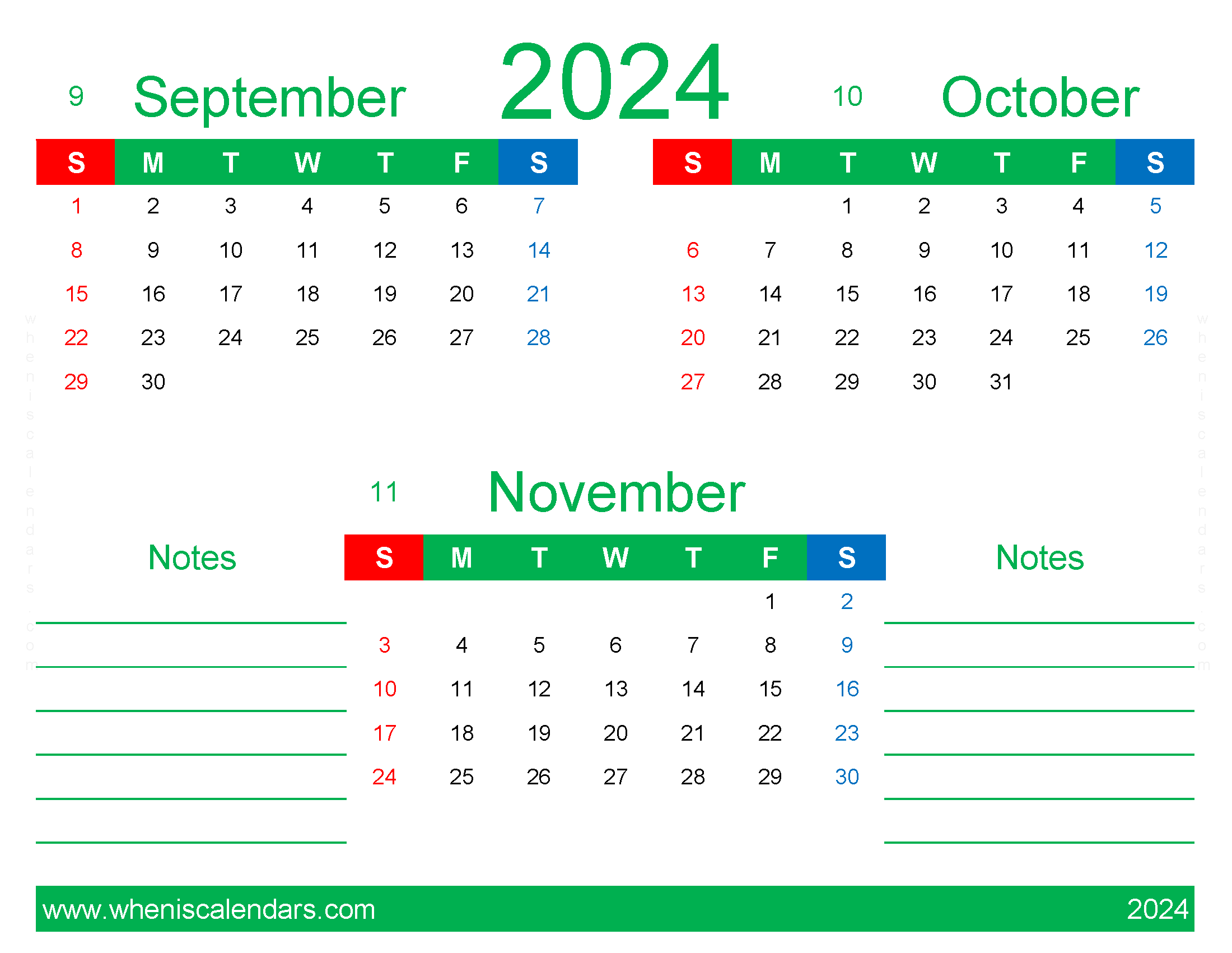 Download Calendar for Sept Oct November 2024 SON431
