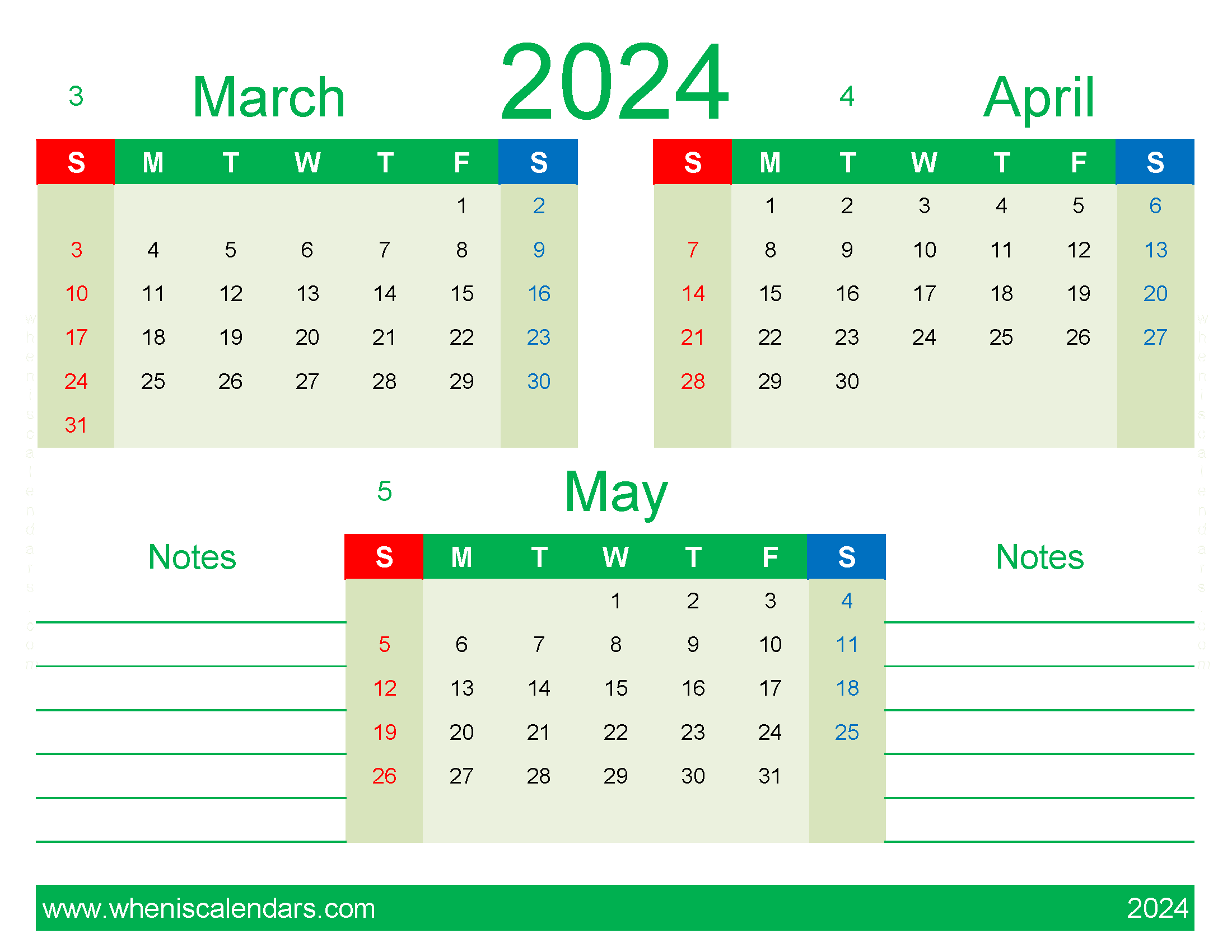 Download Mar Apr and May 2024 calendar MAM432