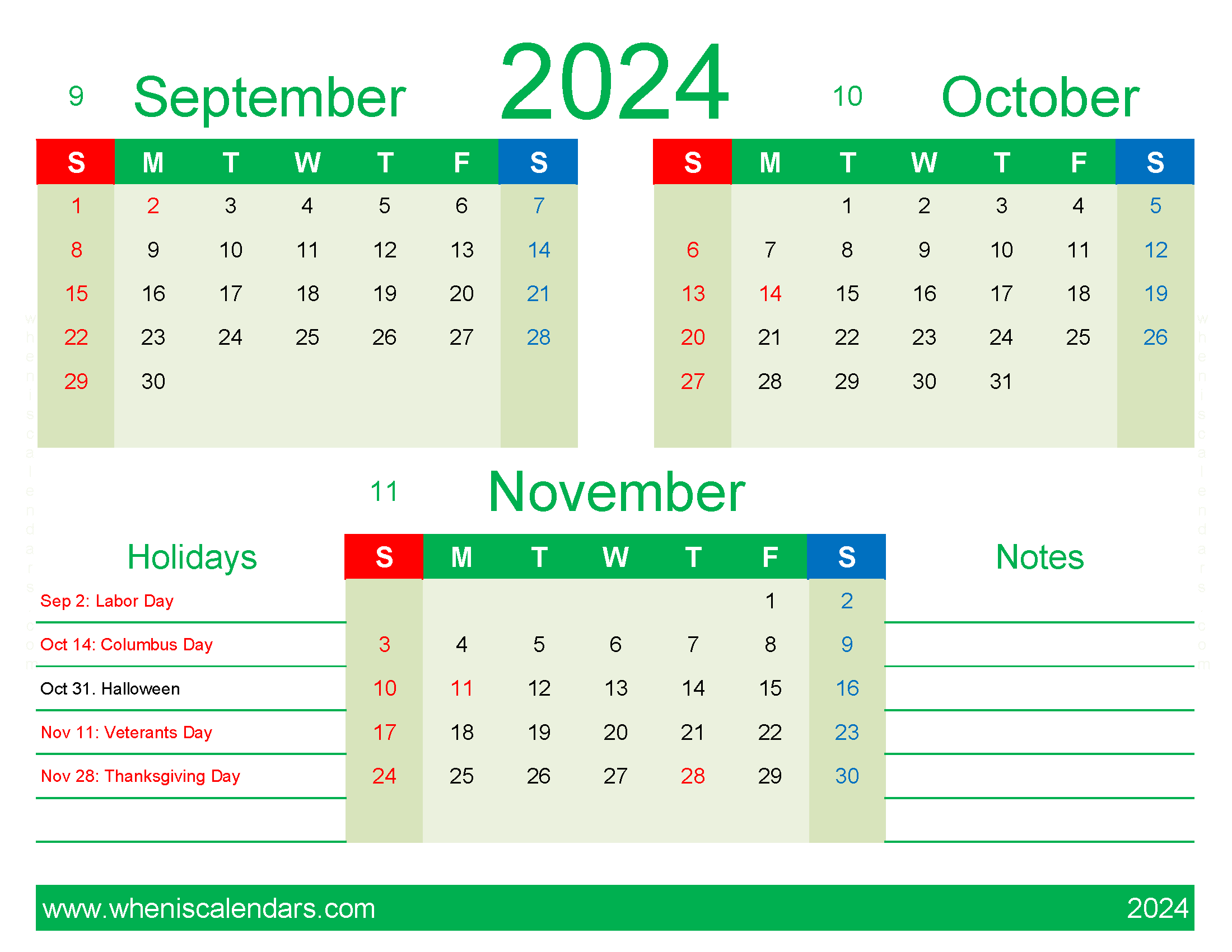 Download Calendar September October November 2024 SON412