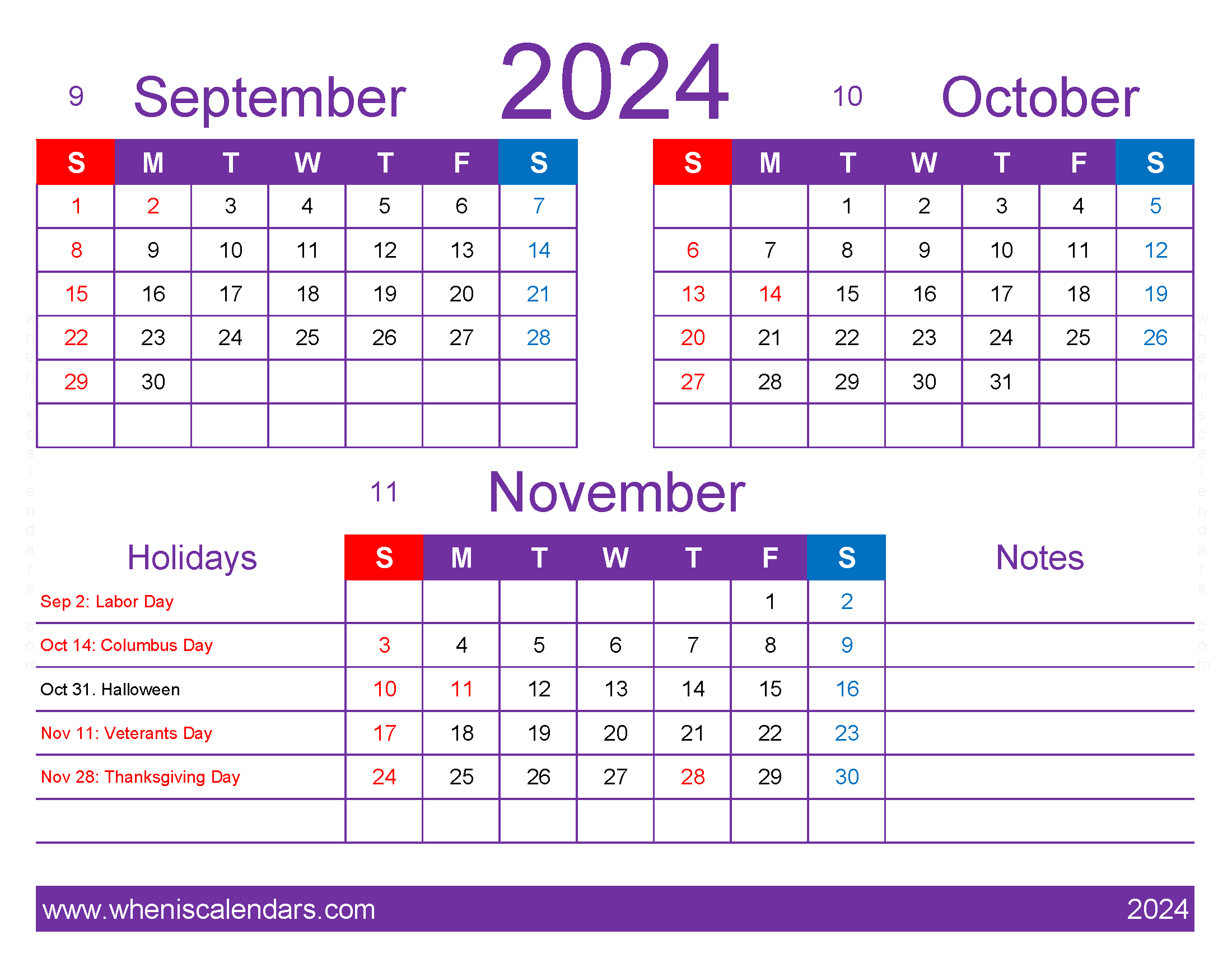 Download Calendar Sept Oct November 2024 SON413