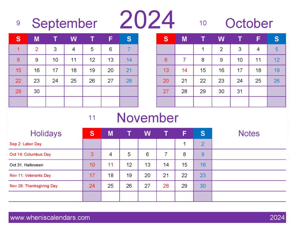 Download Sept Oct November Calendar 2024 SON414