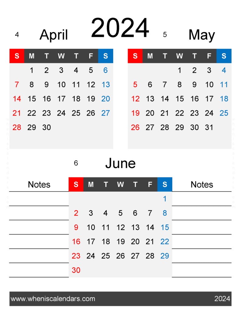 Download 2024 Calendar Apr May June AMJ464