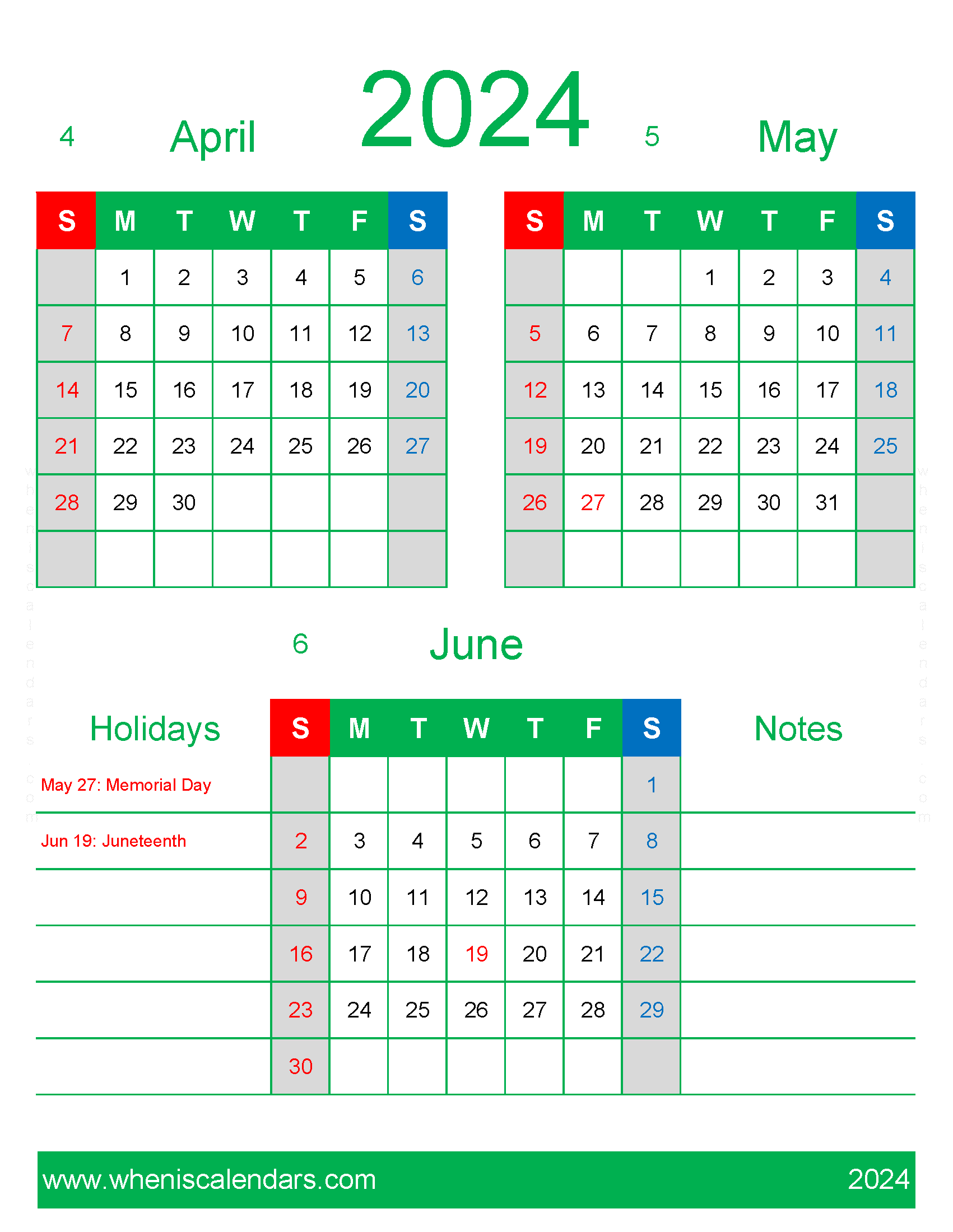 Download 2024 Calendar April May June AMJ450