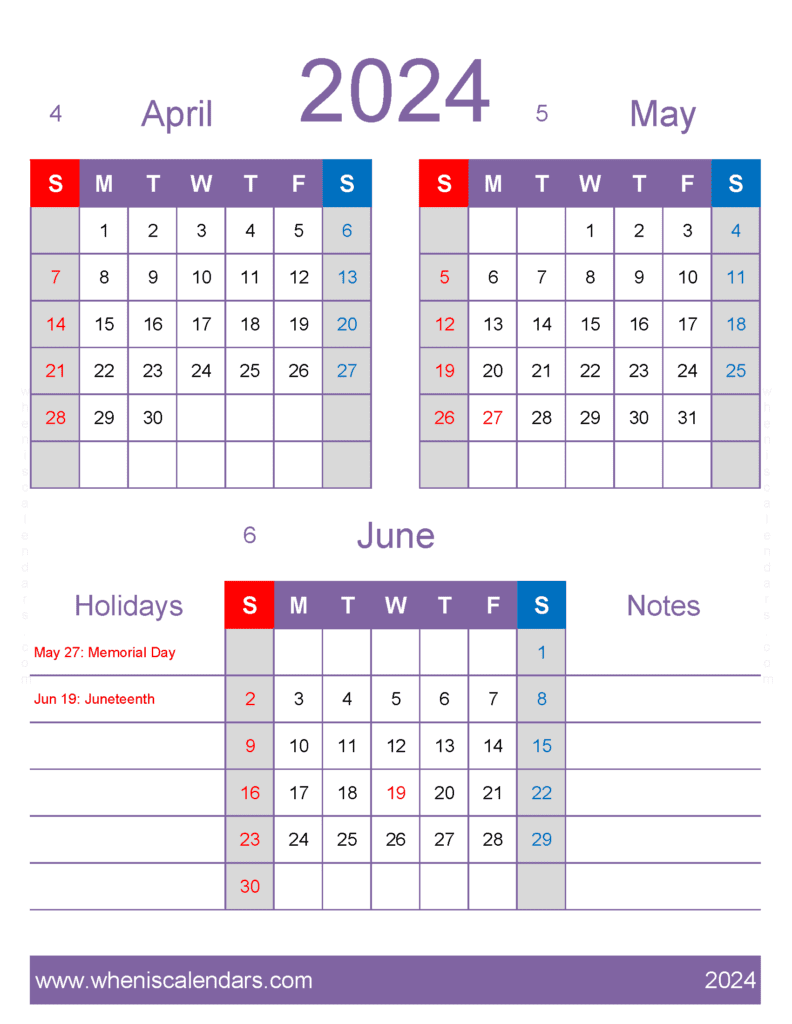 Download Apr May June Calendar 2024 AMJ454