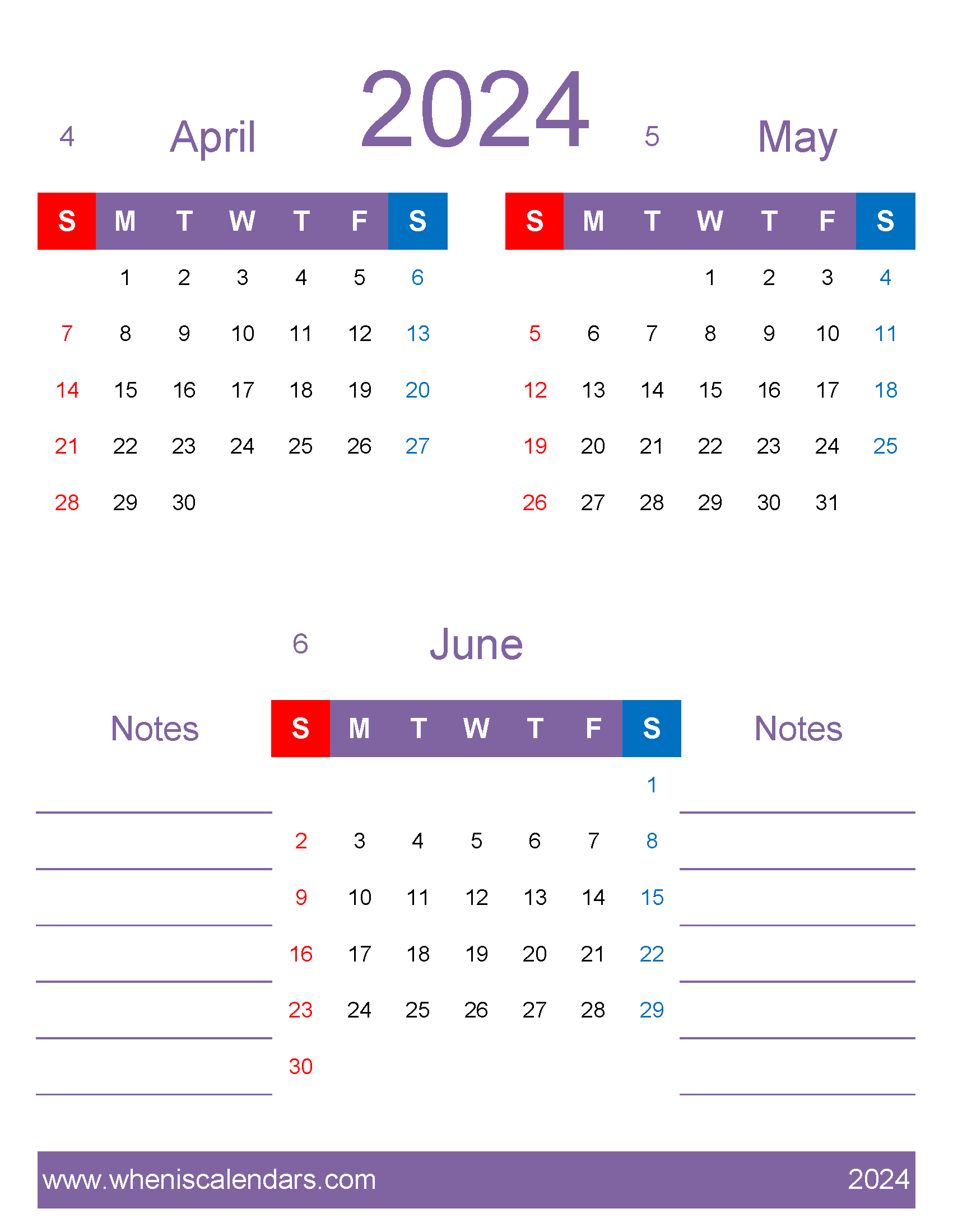 Download Apr May Jun 2024 Calendar printable AMJ475