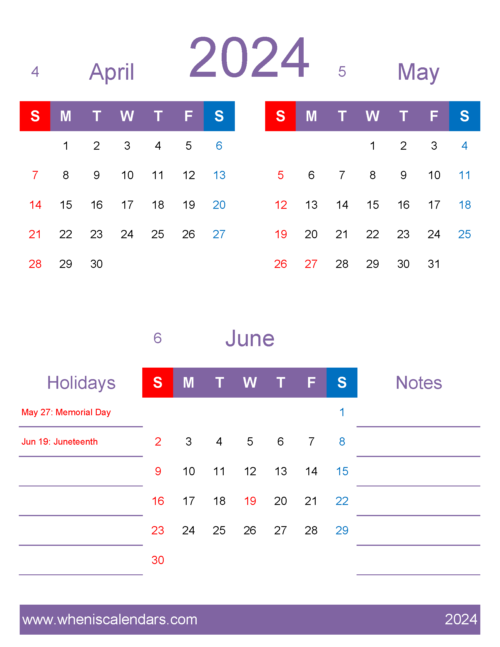 Download April through June 2024 Calendar AMJ455