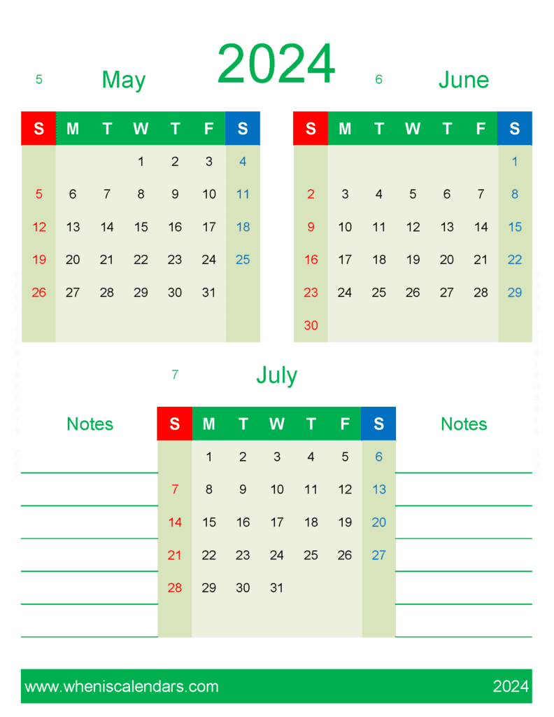 Download May Jun and July 2024 Calendar MJJ472