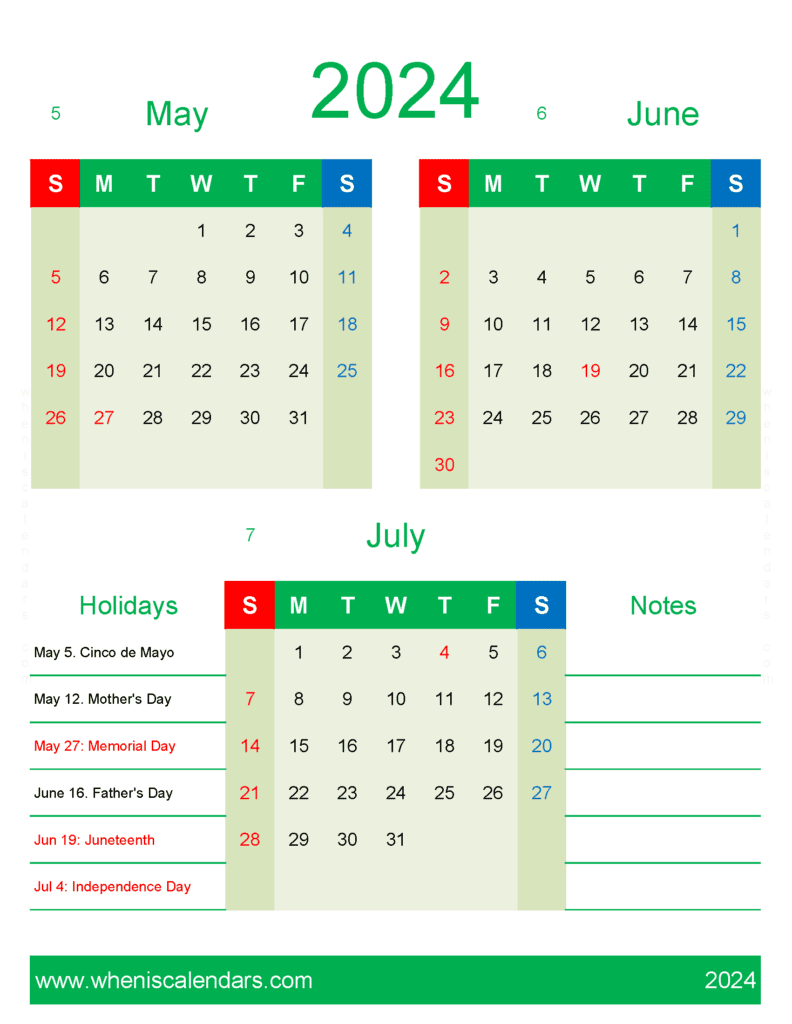 Download Calendar May June July 2024 MJJ452