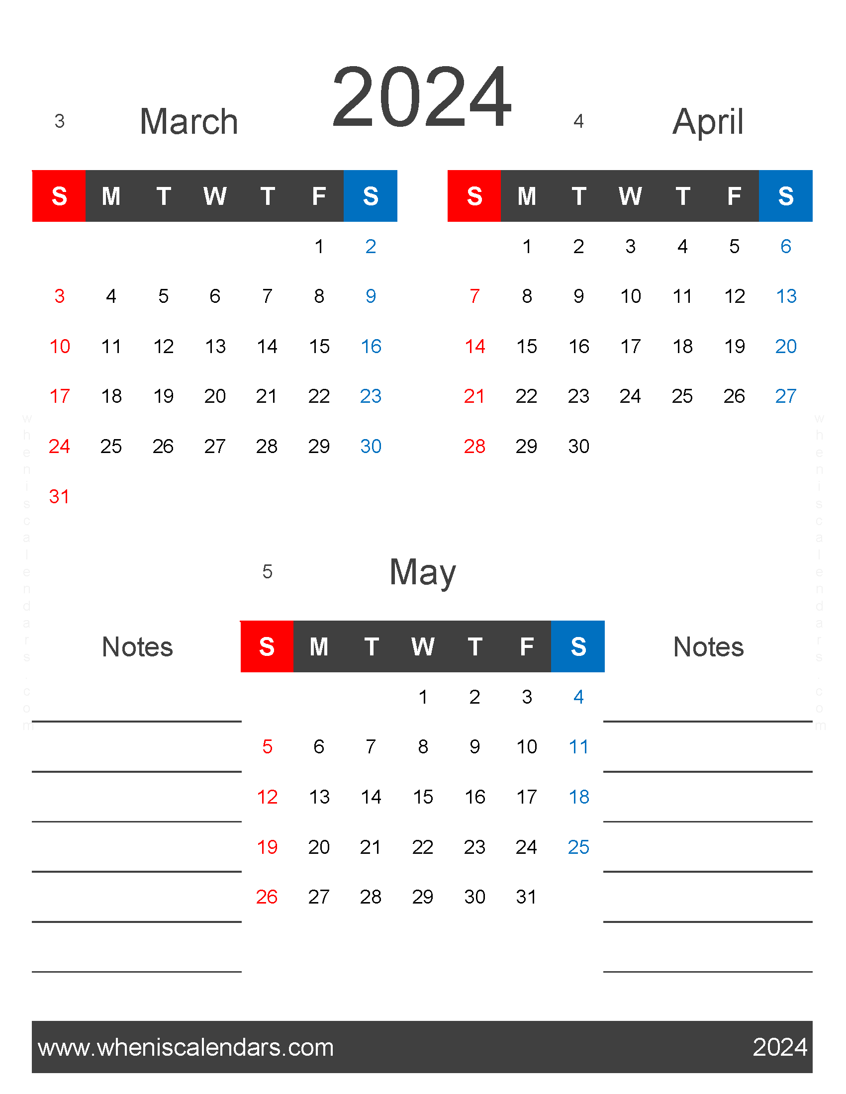 Download calendar 2024 Mar Apr May MAM463