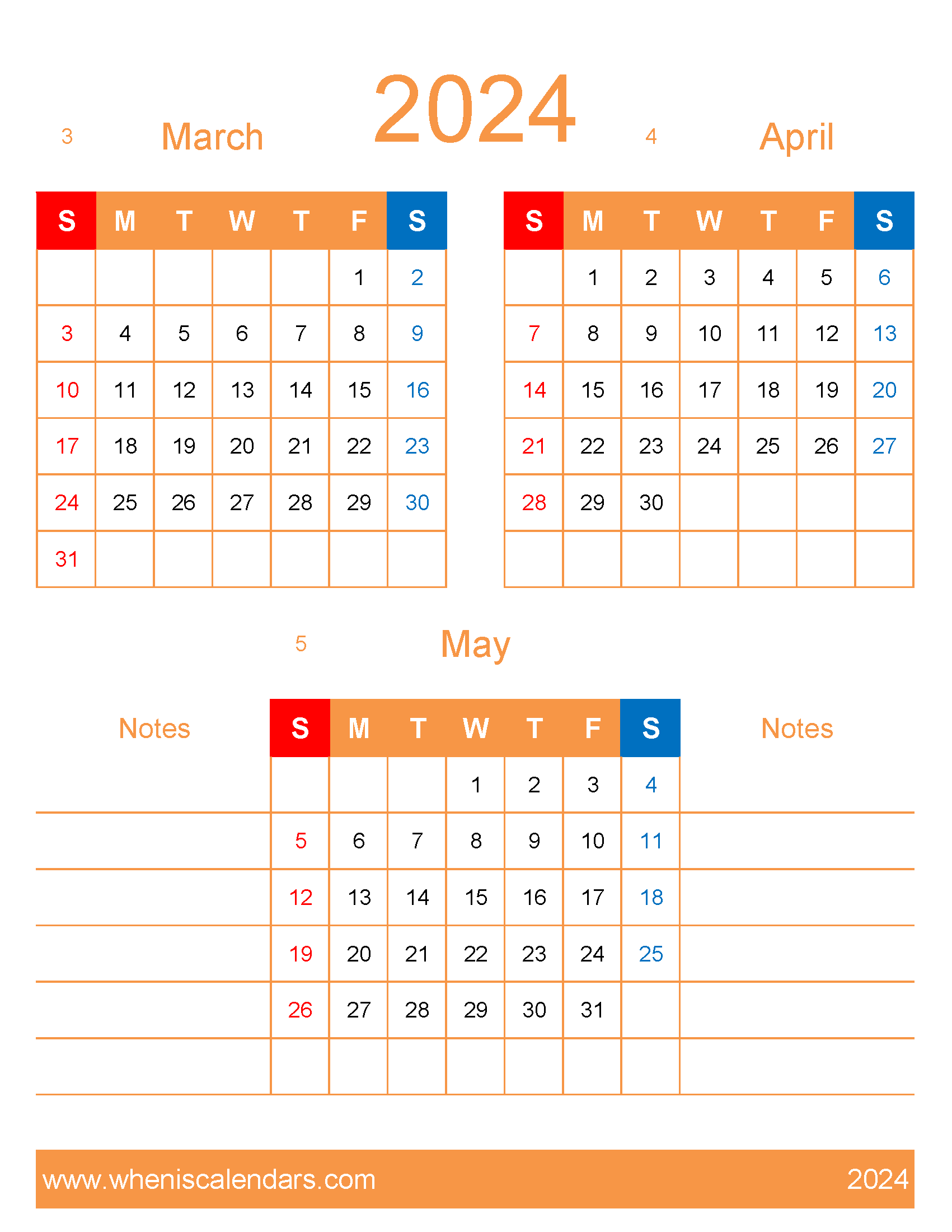 Download March to May calendar MAM465