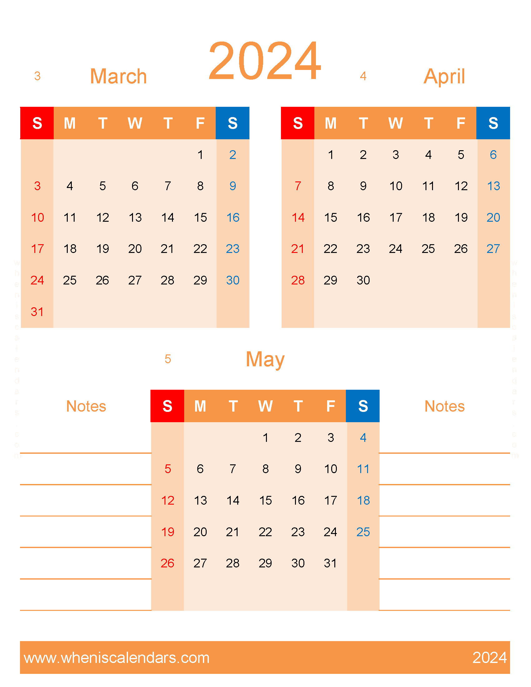 Download March May calendar 2024 MAM468