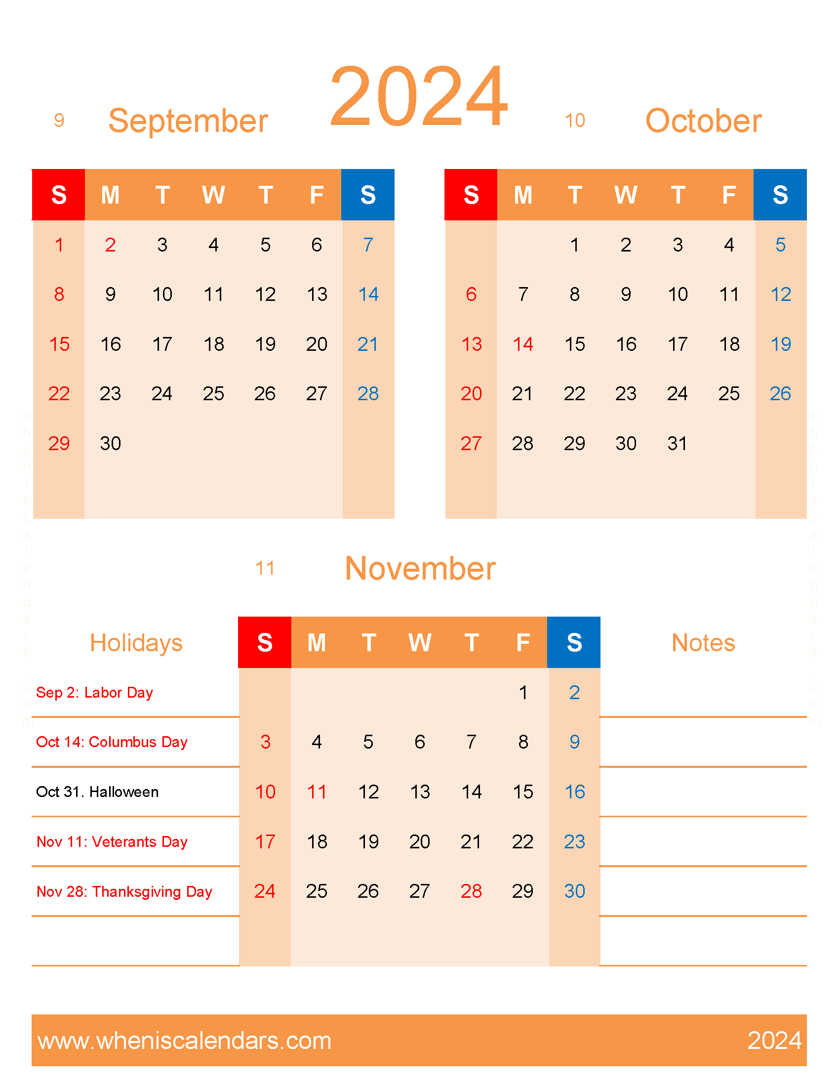 Download September October November Calendar 2024 SON448