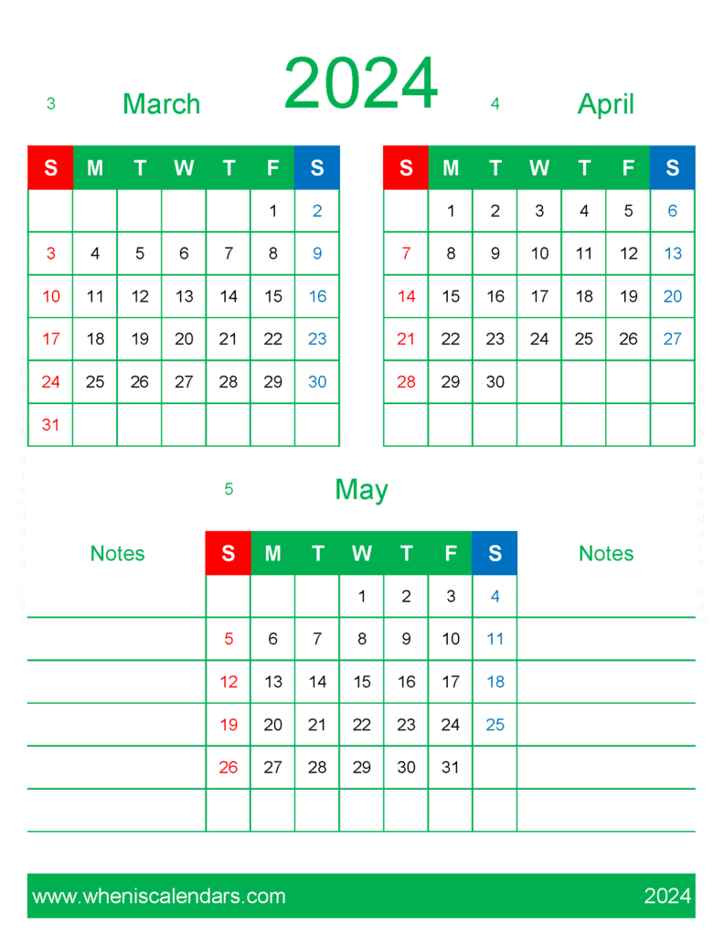 Download March and April and May 2024 calendar MAM469