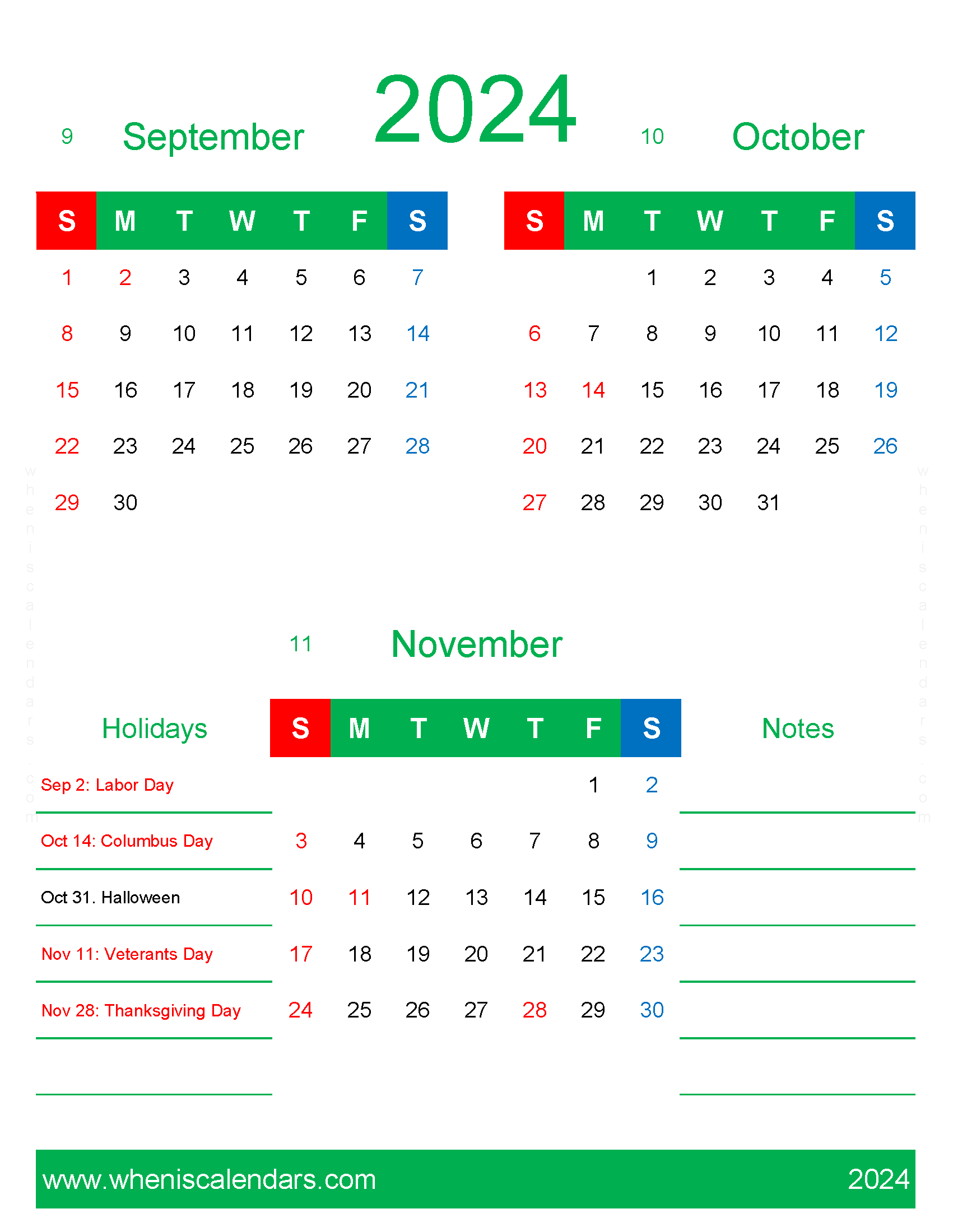 Download Calendar 2024 September October November SON451