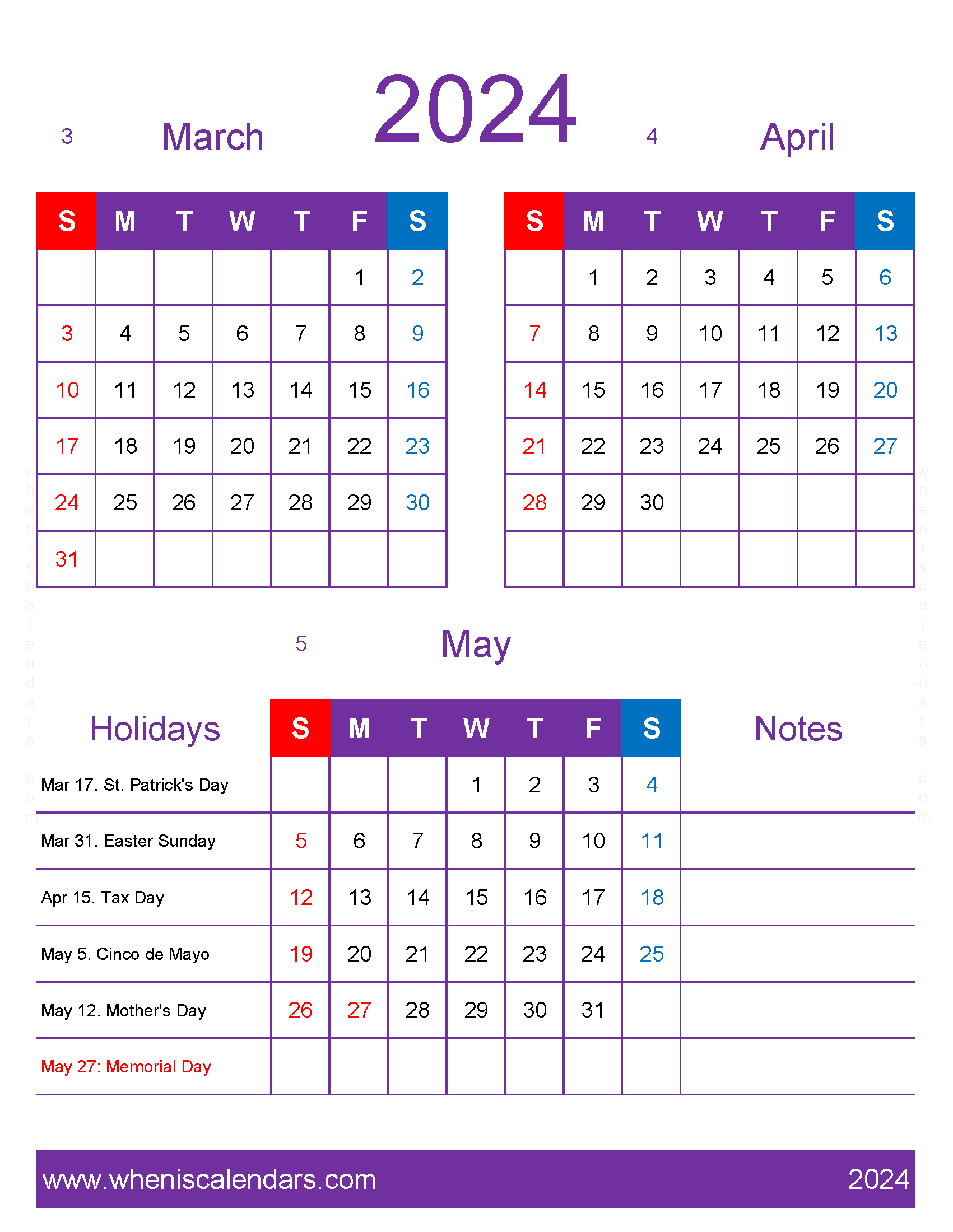 Download calendar Mar Apr May 2024 MAM453