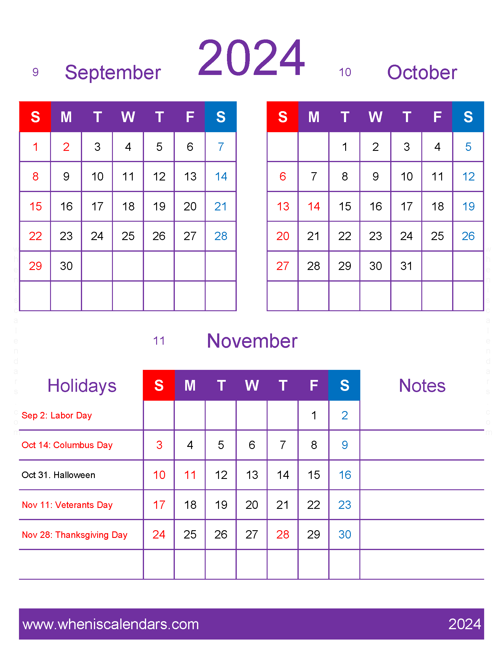 Download Calendar Sept Oct November 2024 SON453