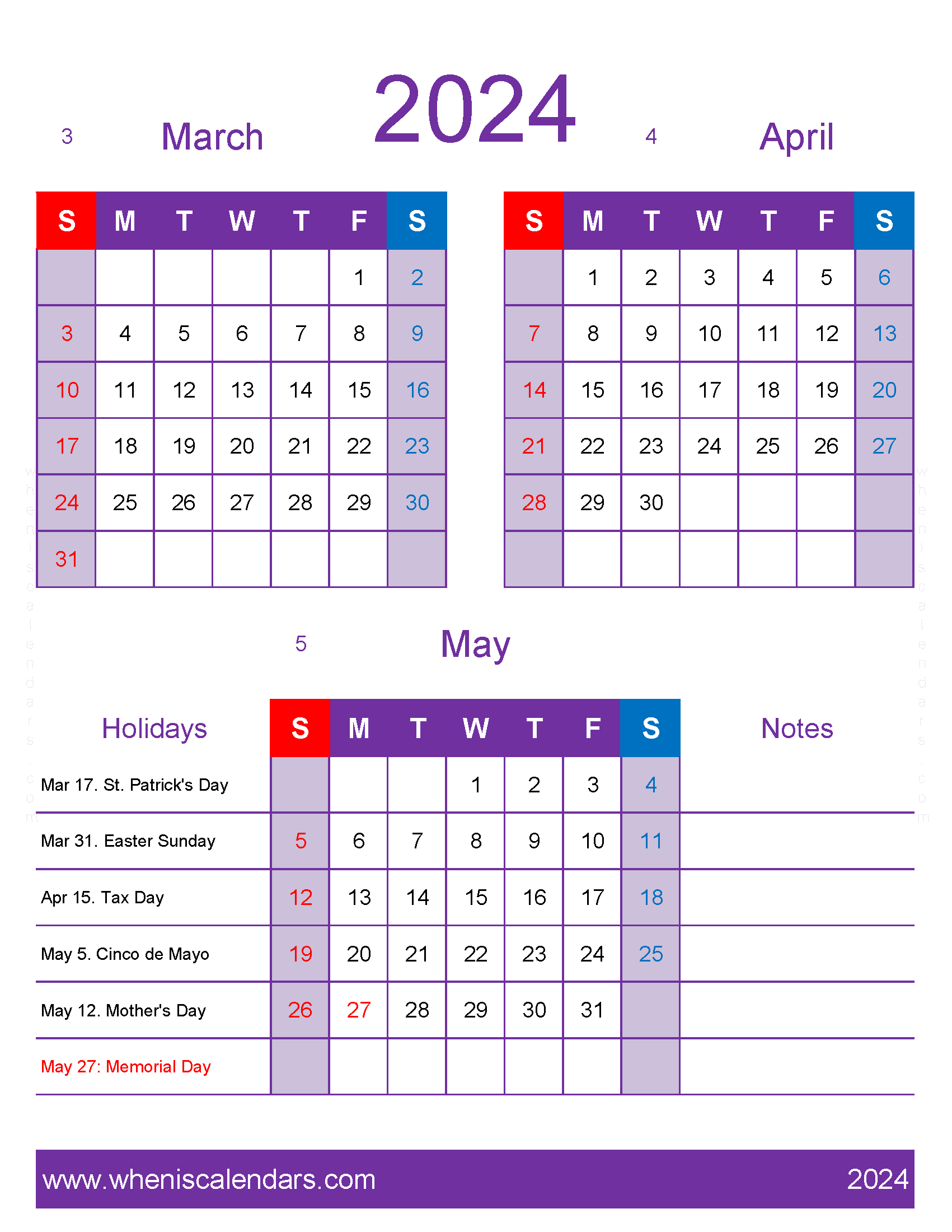 Download Mar Apr May calendar 2024 MAM454