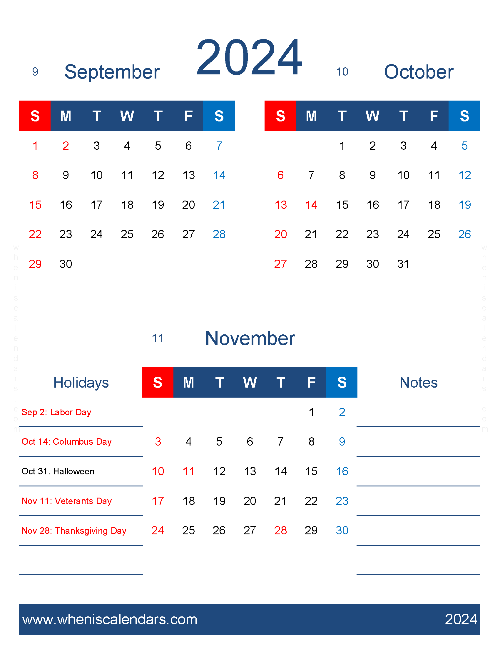 Download Calendar September to November 2024 SON459
