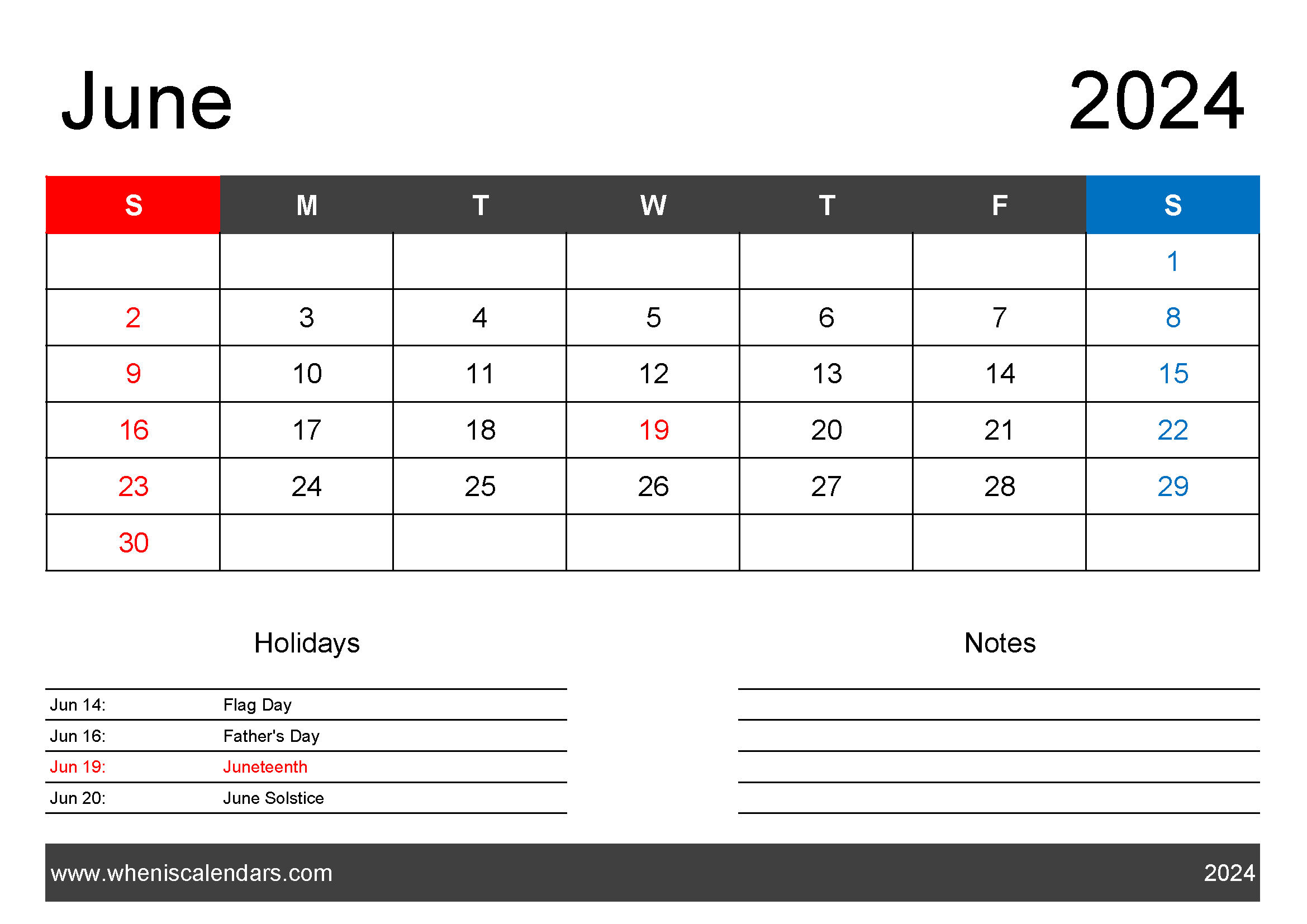 2024 Blank June Calendar Monthly Calendar