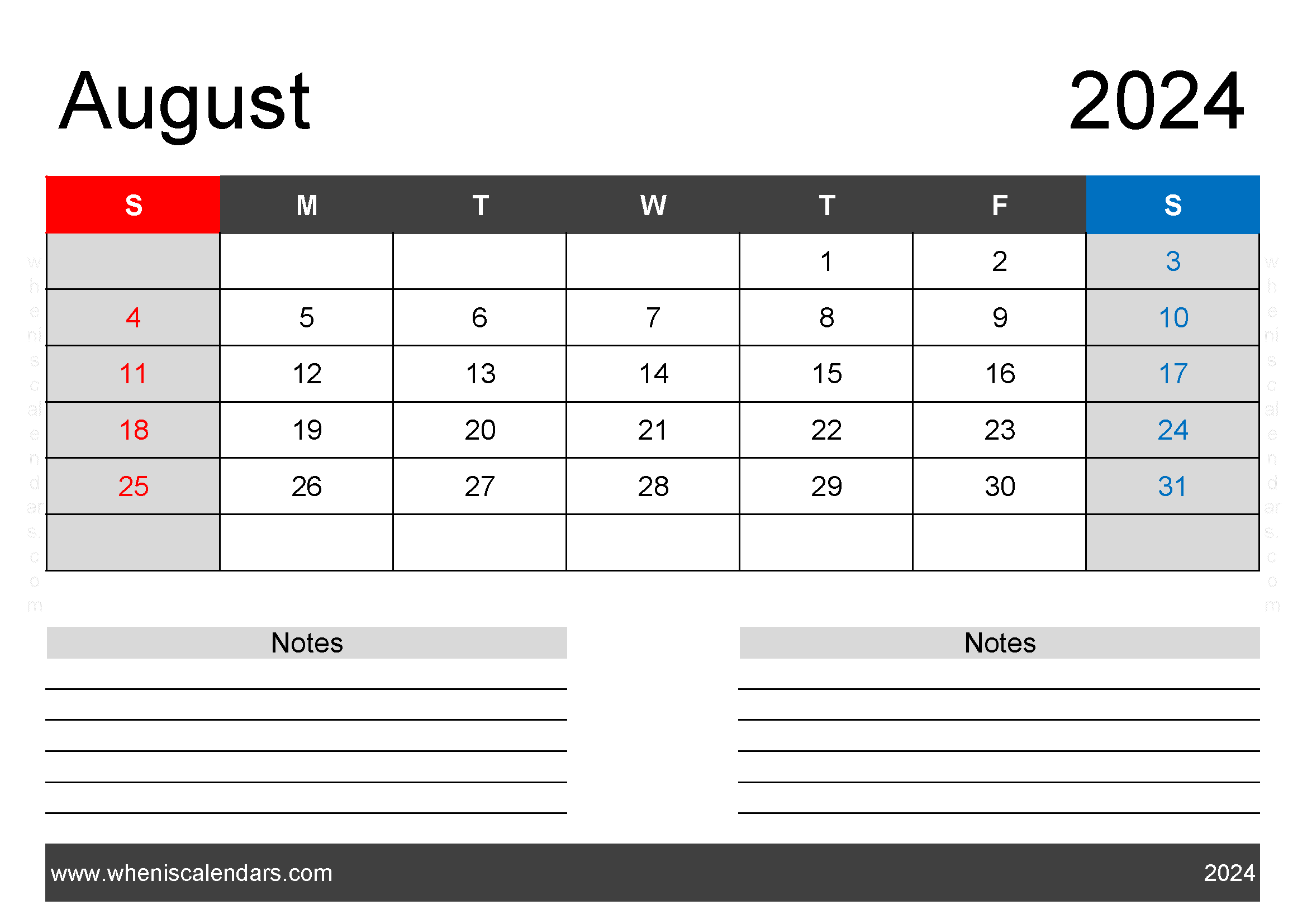 cute Printable August 2024 Calendar Monthly Calendar